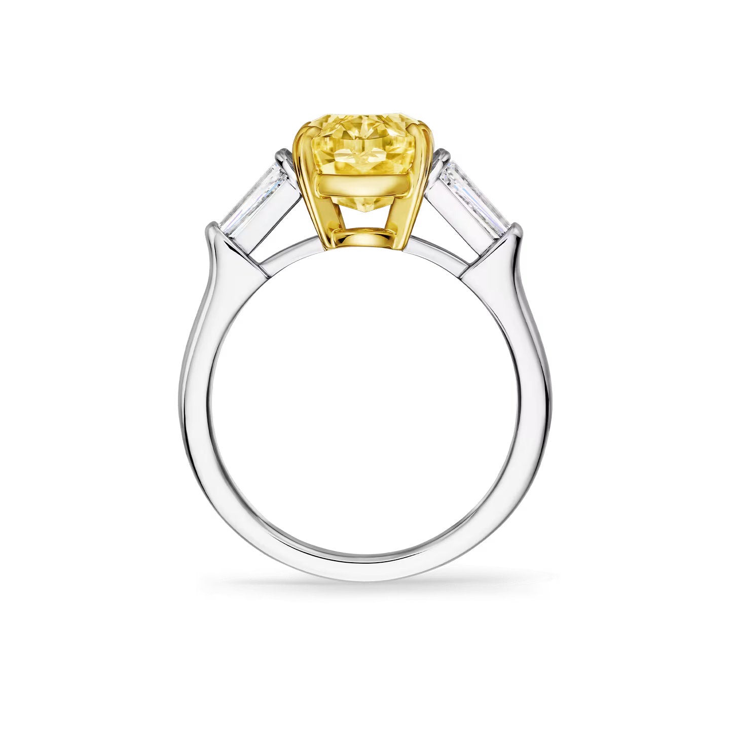 Carave Paris Classic Oval Yellow Diamond Ring with Tapered Diamond Side Stones
