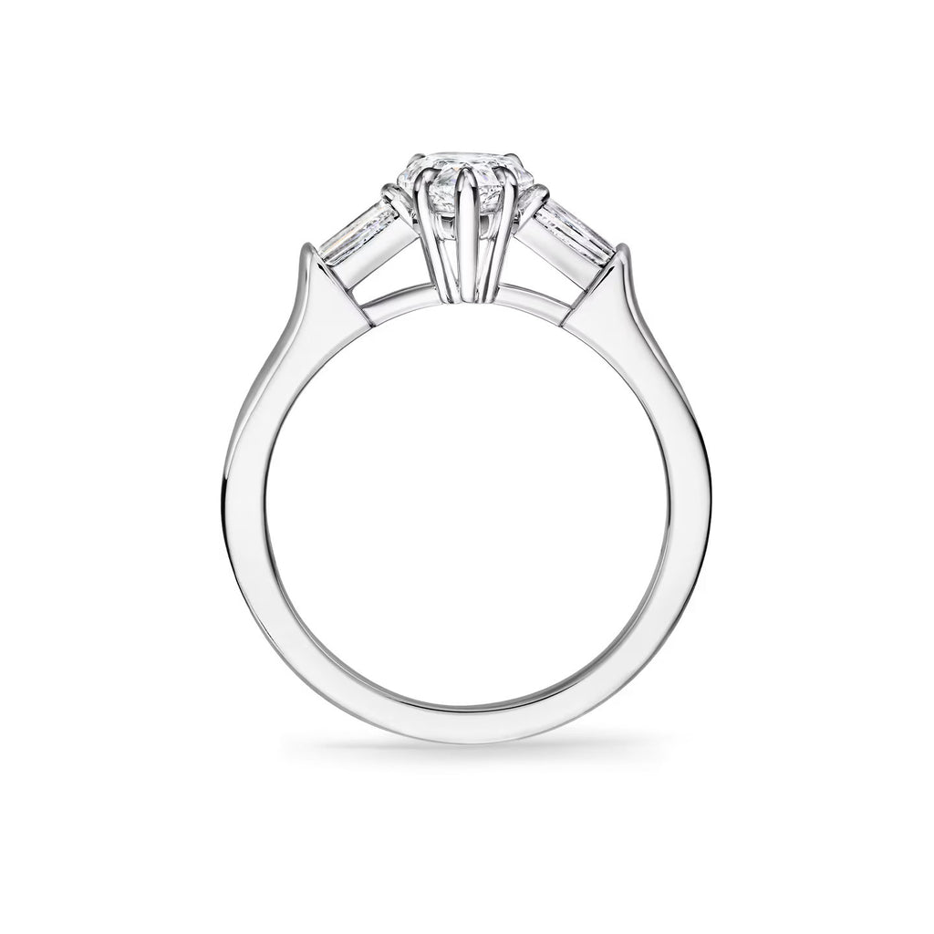 Carave Paris Classic Pear Cut Diamond Engagement Ring with Tapered Side Diamonds