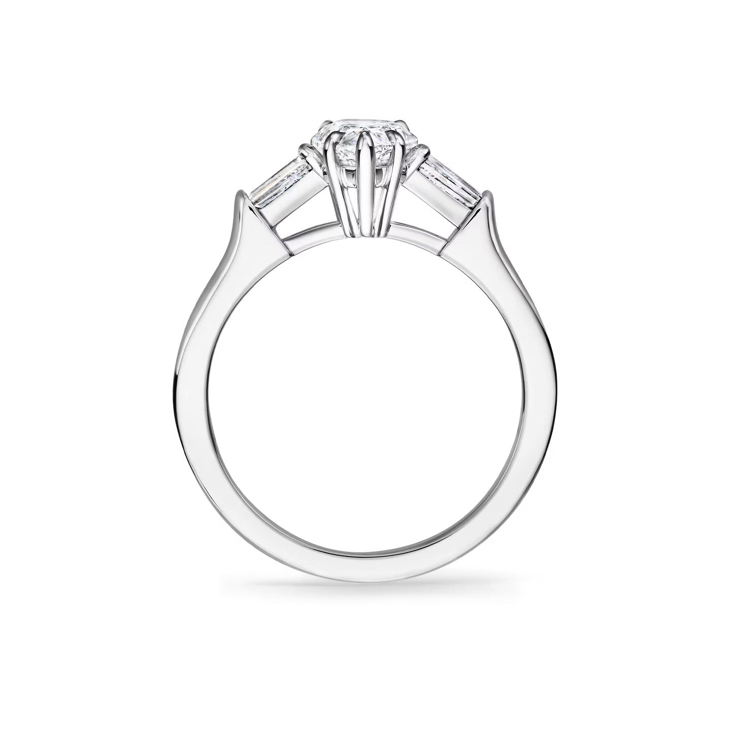 Carave Paris Classic Pear Cut Diamond Engagement Ring with Tapered Side Diamonds