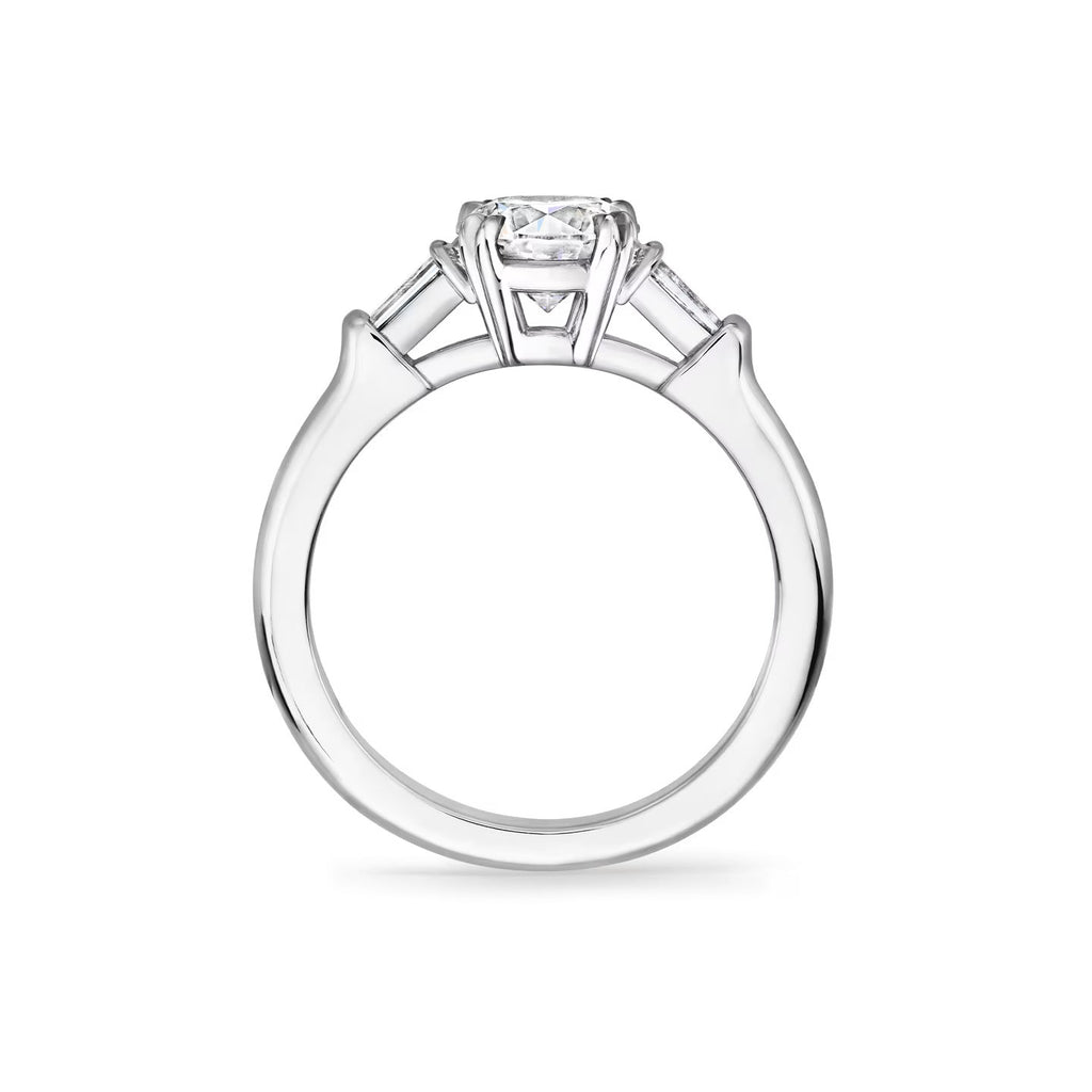 Carave Paris Classic Round Cut Diamond Engagement Ring with Tapered Side Diamonds