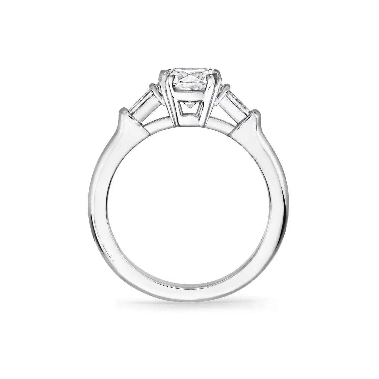 Carave Paris Classic Round Cut Diamond Engagement Ring with Tapered Side Diamonds