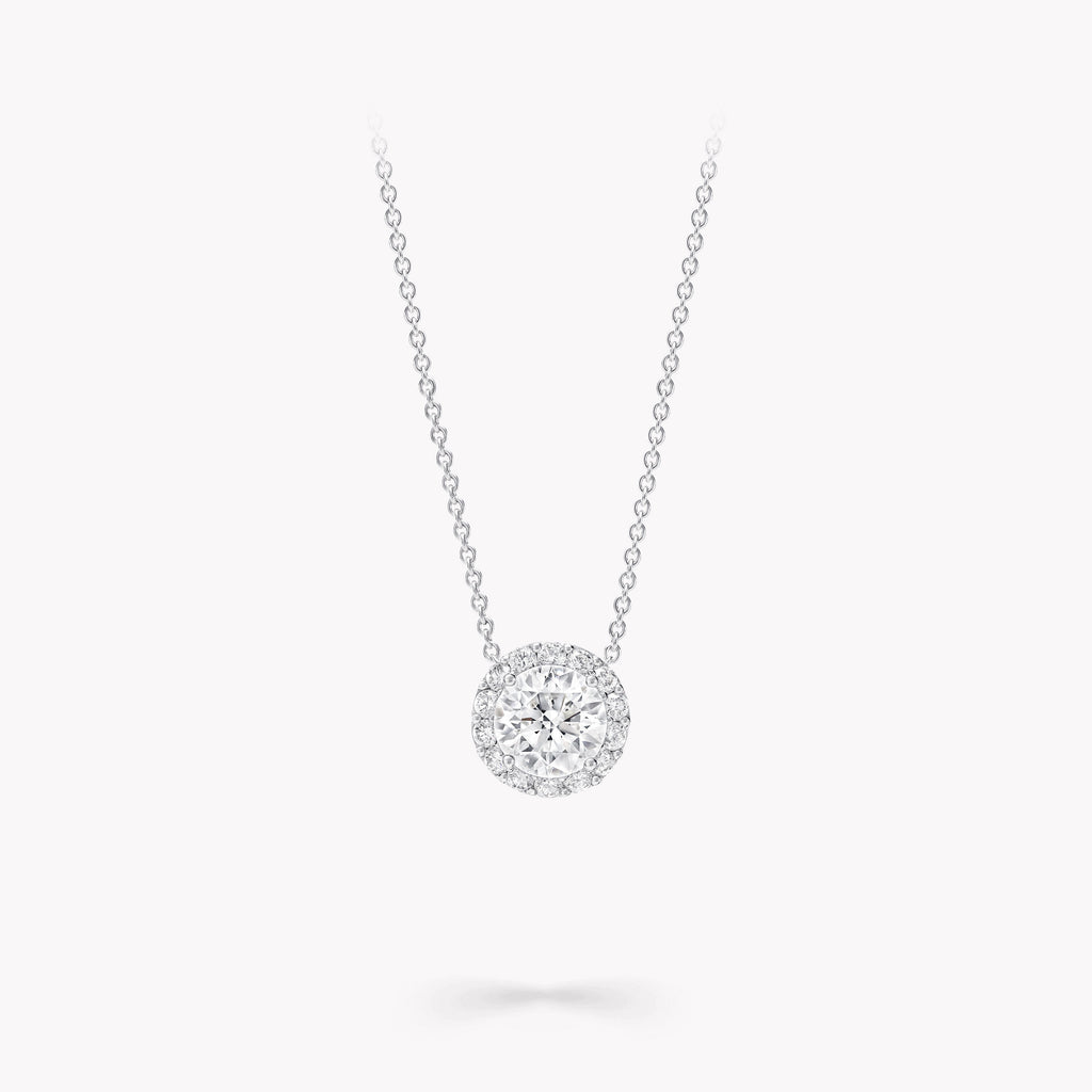 Carave Paris Classic Round Halo Diamond Pendant Necklace in White Gold