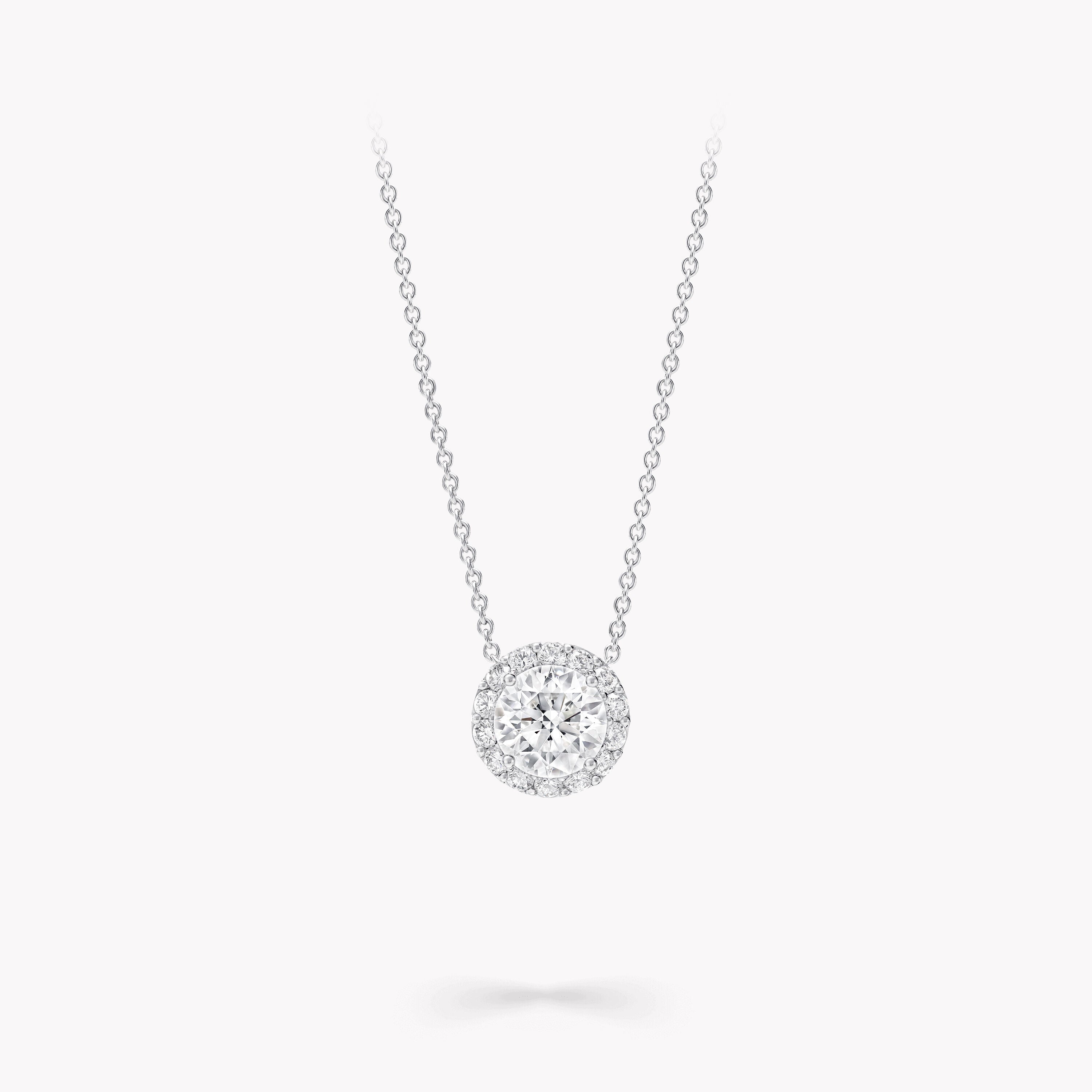 Carave Paris Classic Round Halo Diamond Pendant Necklace in White Gold
