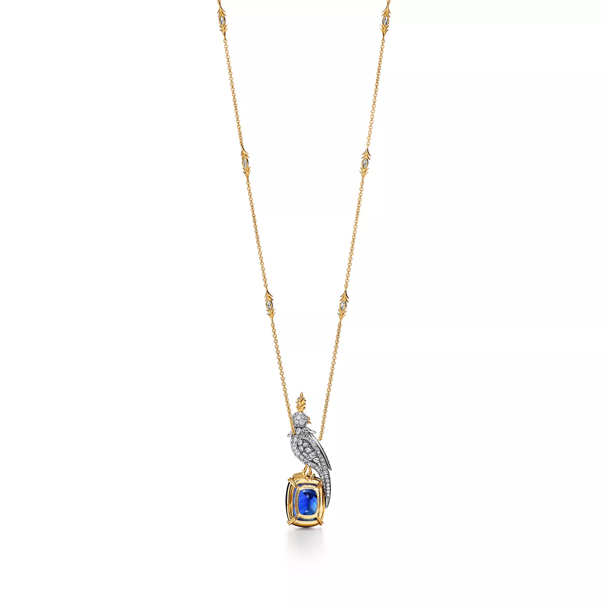 Carave Paris Cockatoo Pendant Necklace with Blue Gemstone Accent