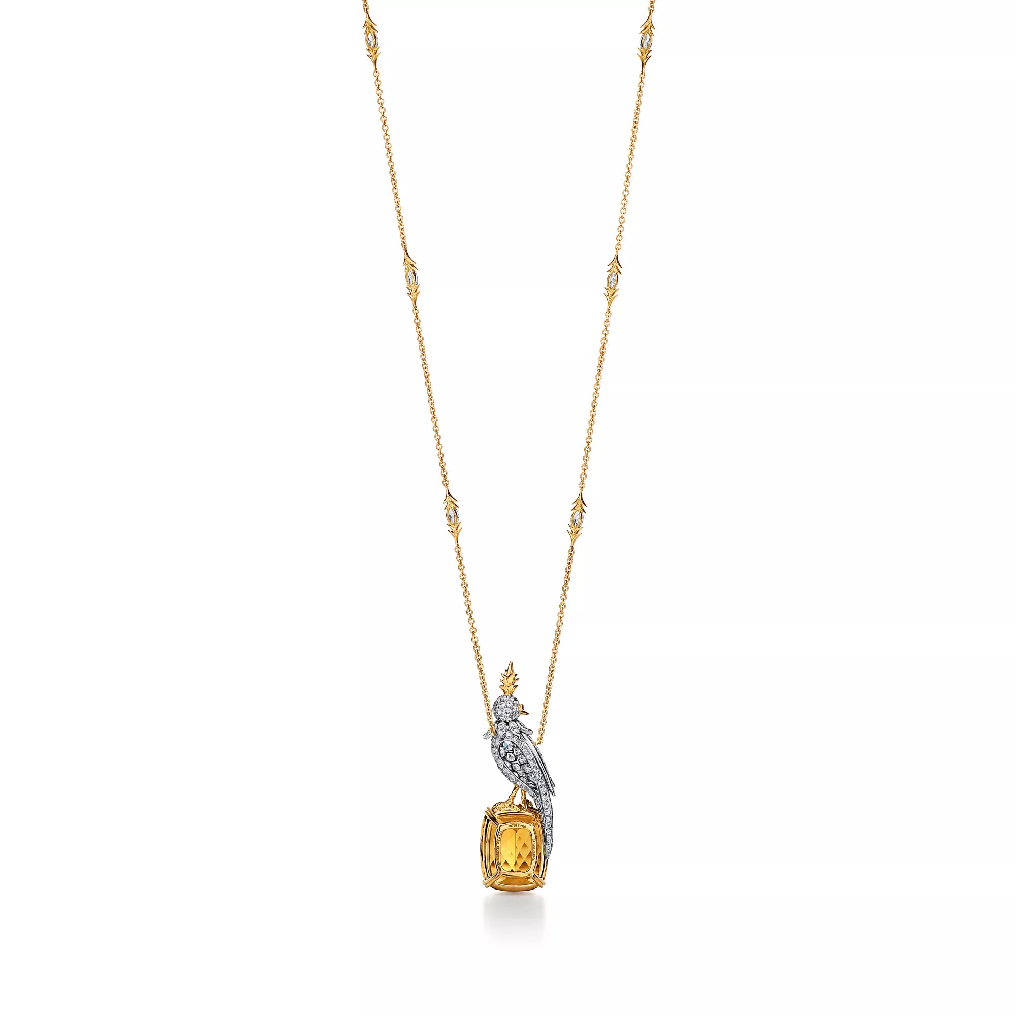 Carave Paris Cockatoo Pendant Necklace with Golden Gemstone Detail