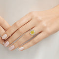Carave Paris Cushion Cut Yellow Diamond Micropavé Halo Engagement Ring
