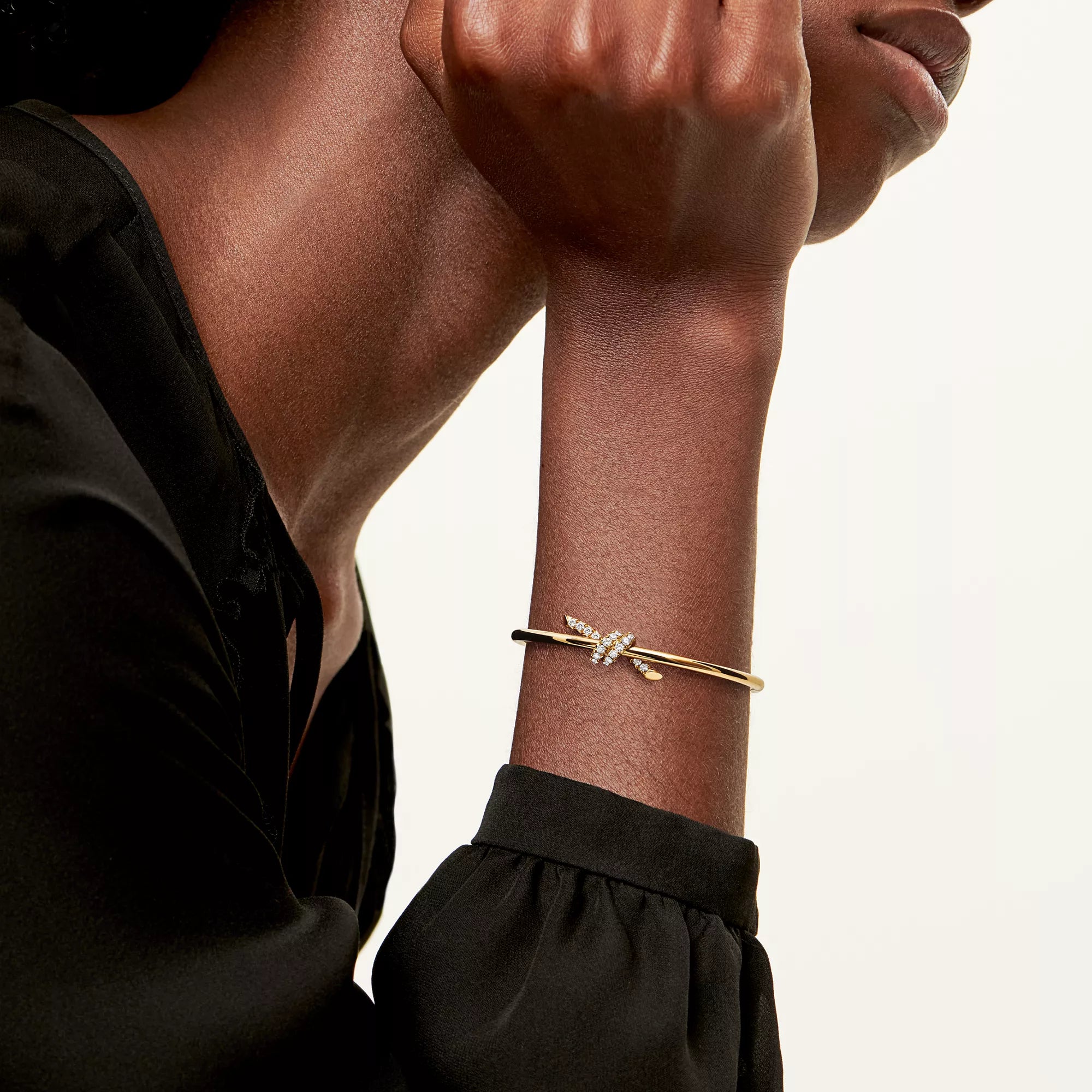 Carave Paris Diamond Accent Nail Gold Bangle Bracelet