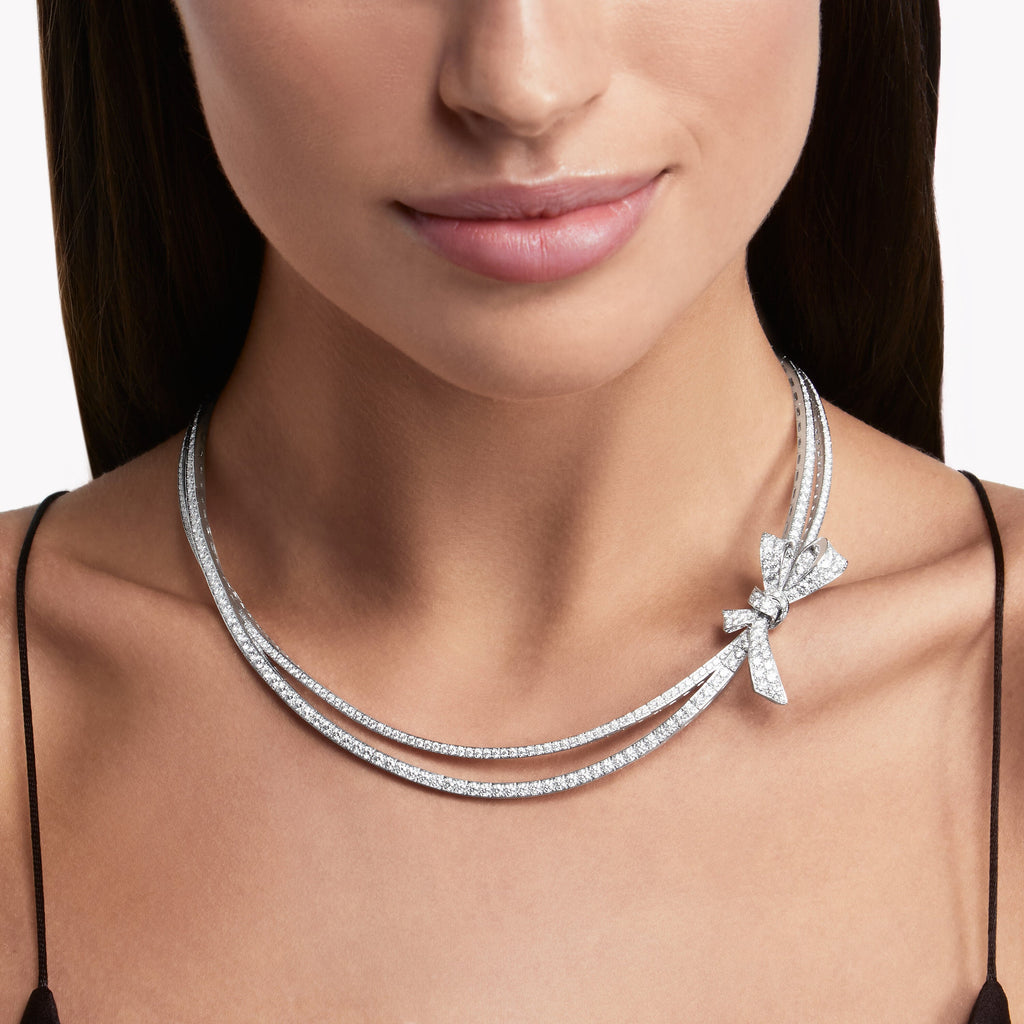 Carave Paris Diamond Bow Double Layer Collar Necklace