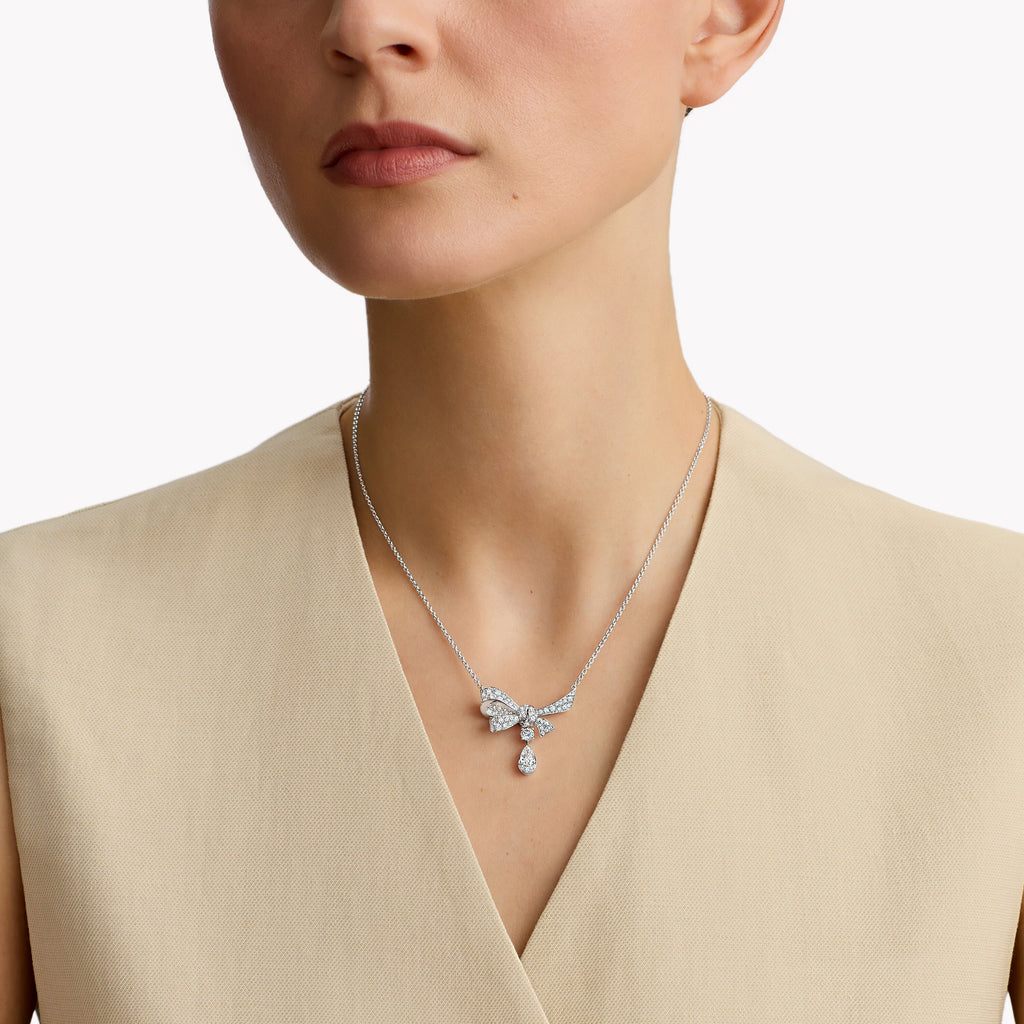 Carave Paris Diamond Bow Drop Pendant Necklace