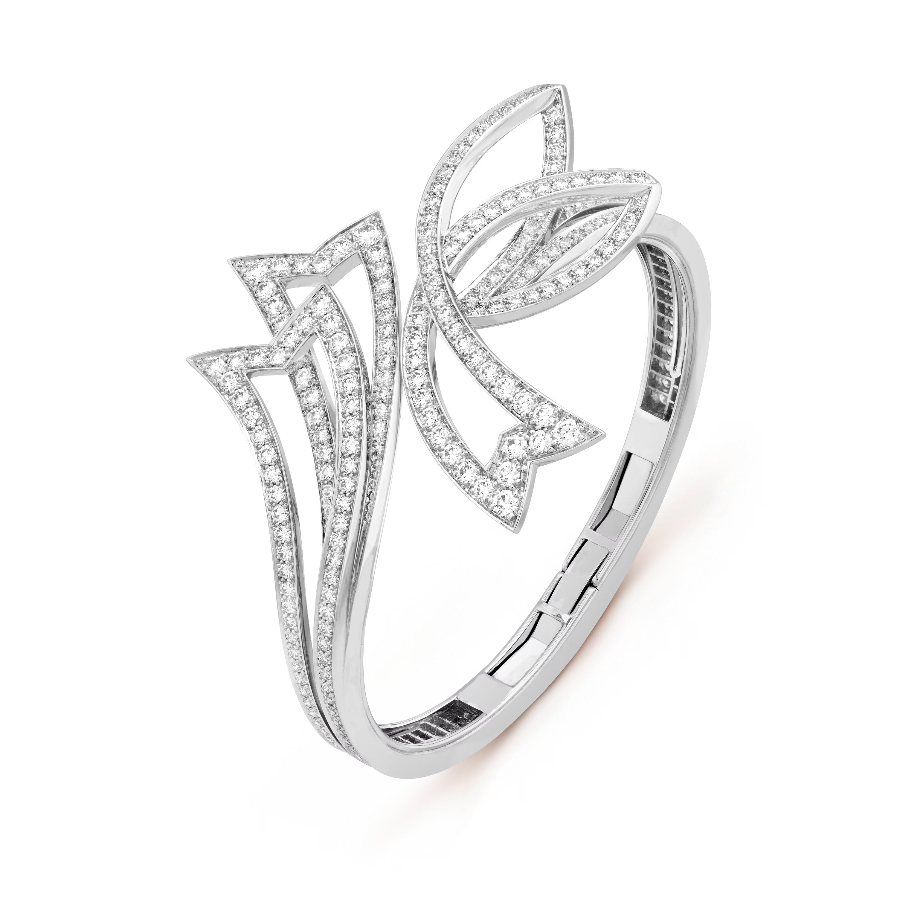 Carave Paris Diamond Lotus Ribbon Openwork Bangle Bracelet