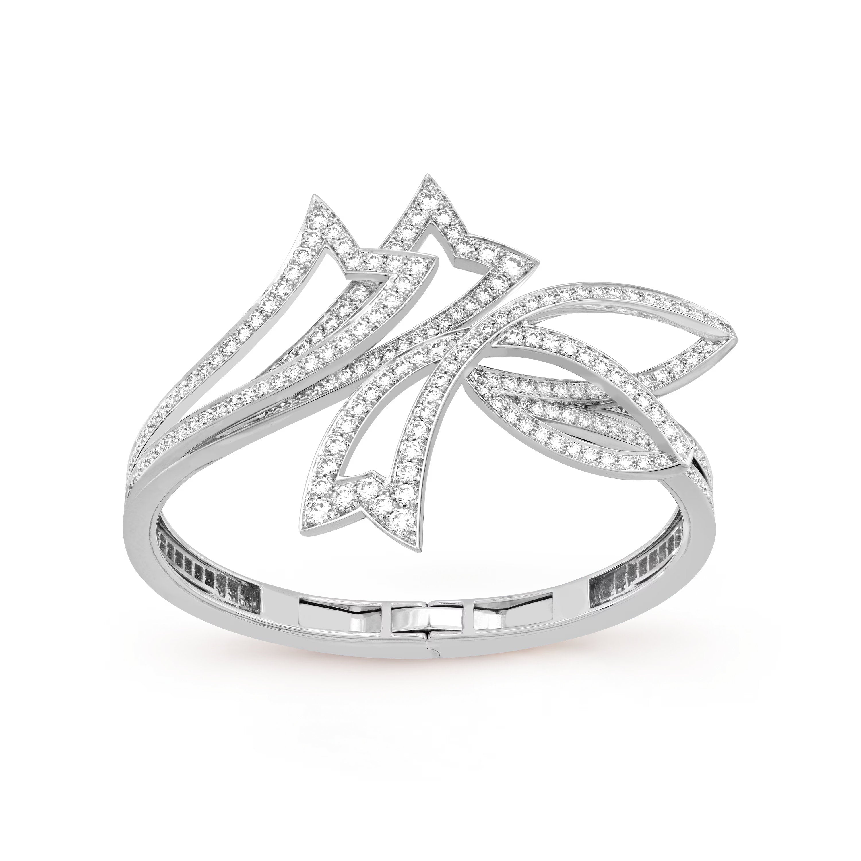 Carave Paris Diamond Lotus Ribbon Openwork Bangle Bracelet