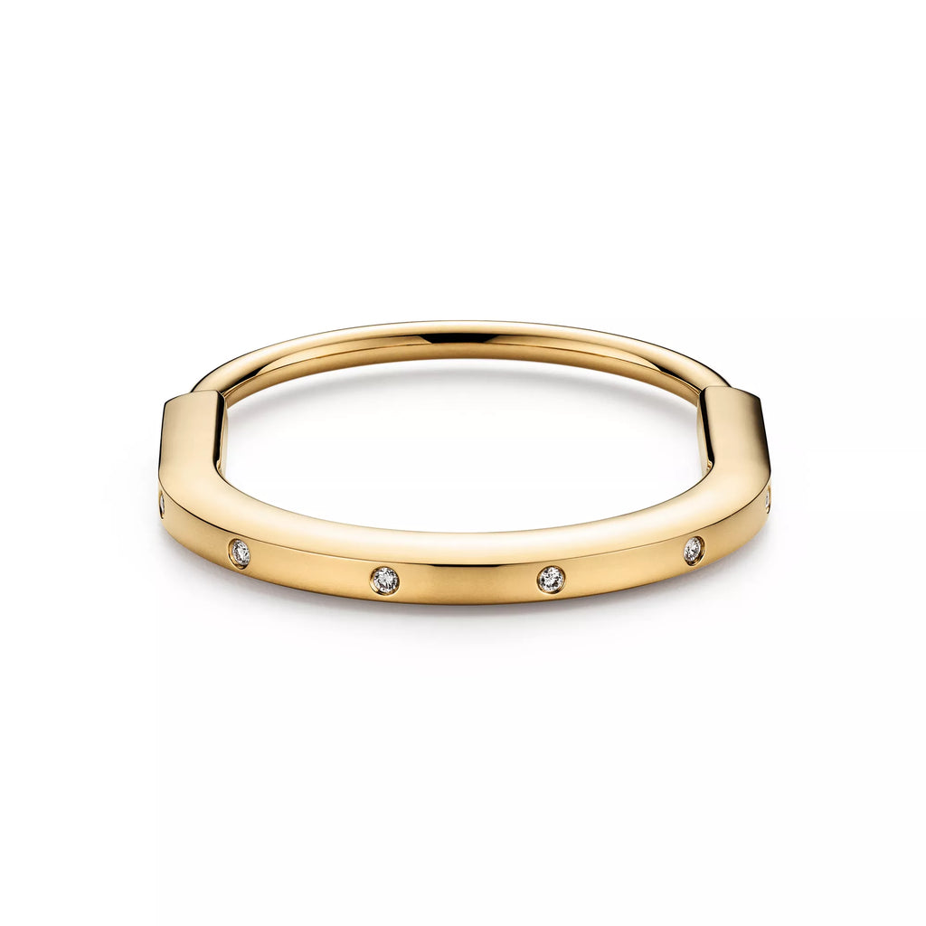 Carave Paris Diamond Station Yellow Gold Hinged Bangle for Women