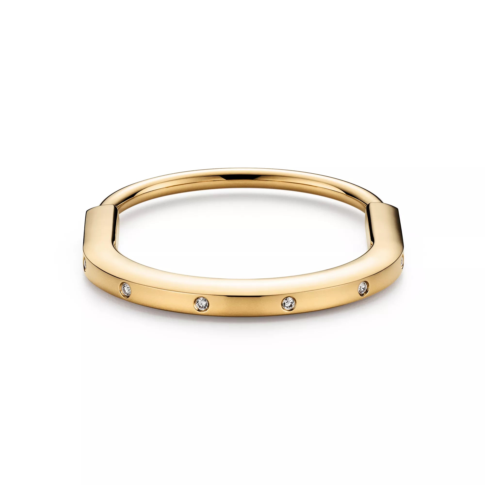 Carave Paris Diamond Station Yellow Gold Hinged Bangle for Women