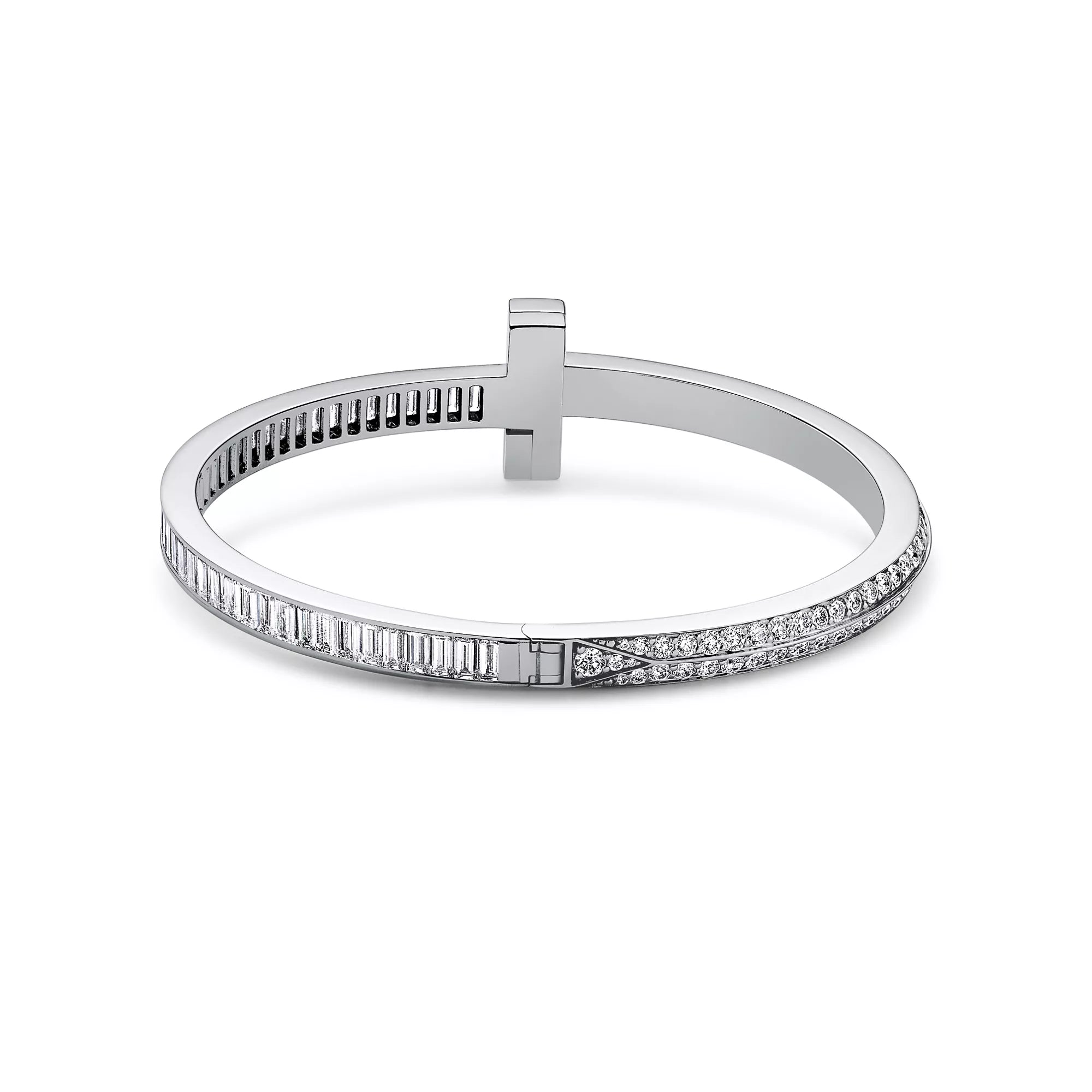 Carave Paris Diamond T Bangle White Gold Bracelet for Women