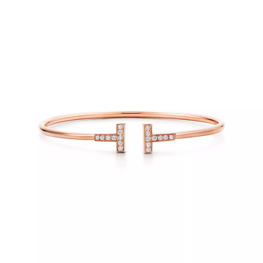 Carave Paris Diamond T Wire Rose Gold Bracelet for Women