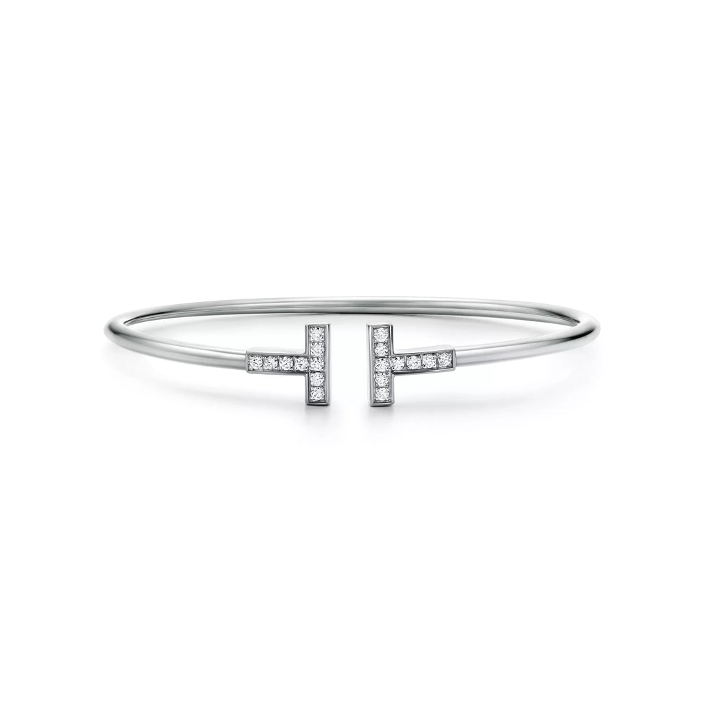 Carave Paris Diamond T Wire White Gold Bracelet for Women