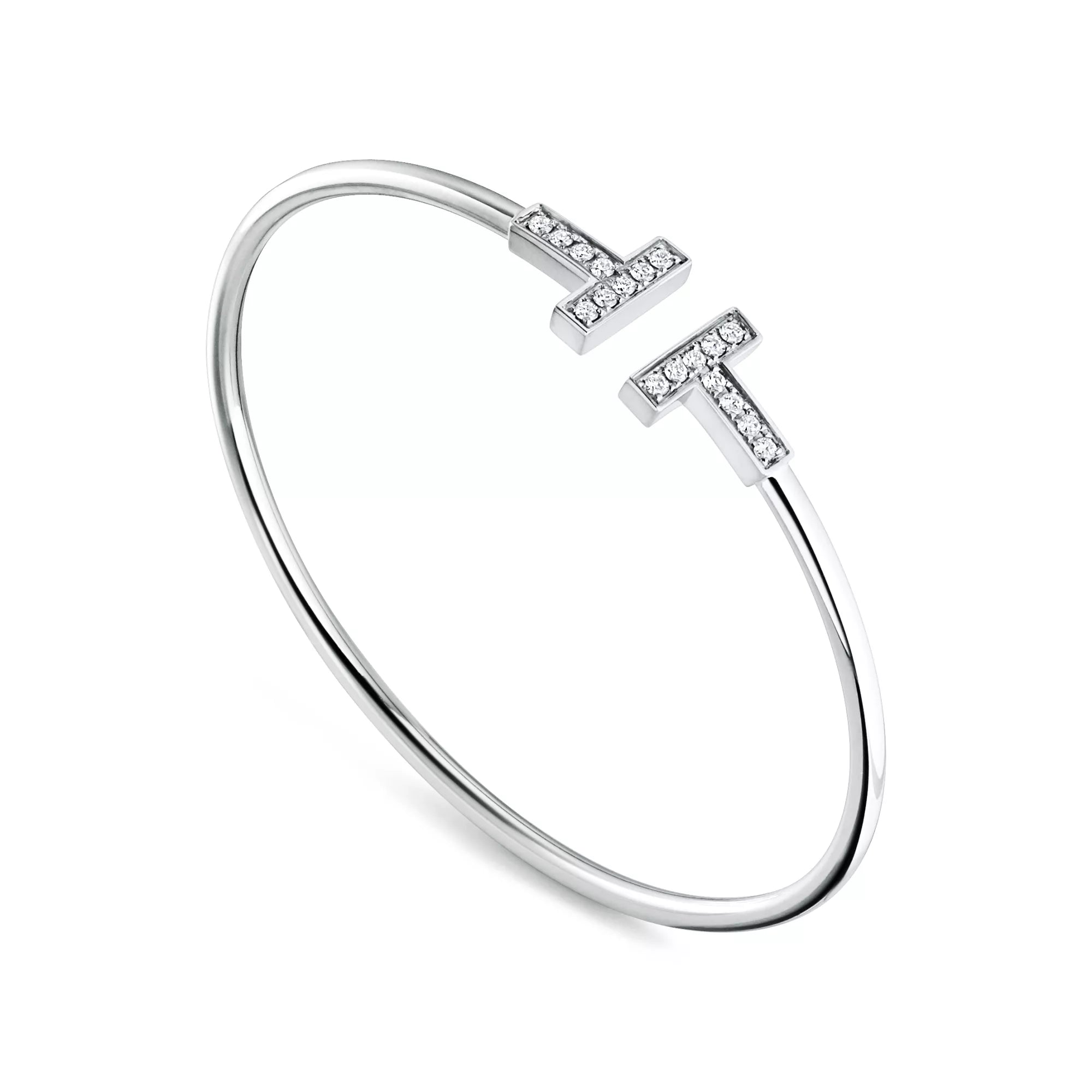 Carave Paris Diamond T Wire White Gold Bracelet for Women