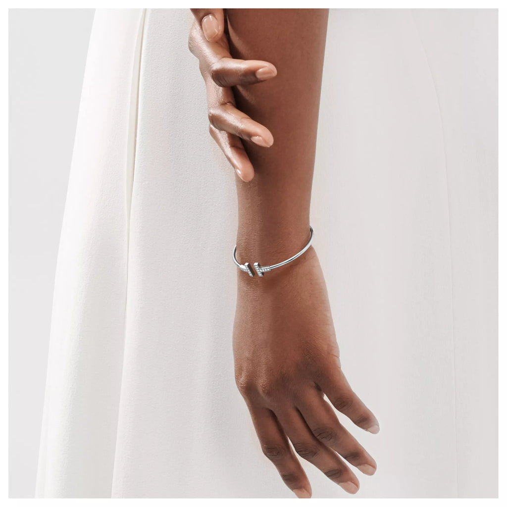 Carave Paris Diamond T Wire White Gold Bracelet for Women