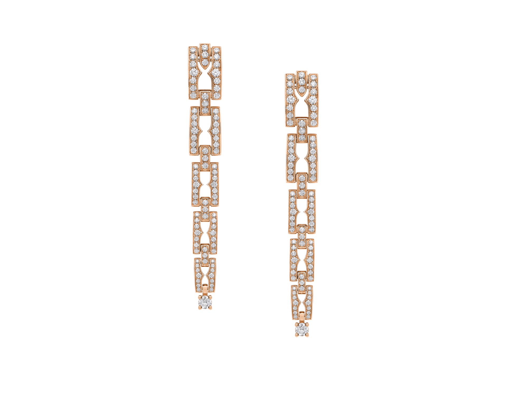 Carave Paris Diva Diamond Link Drop Earrings in Rose Gold