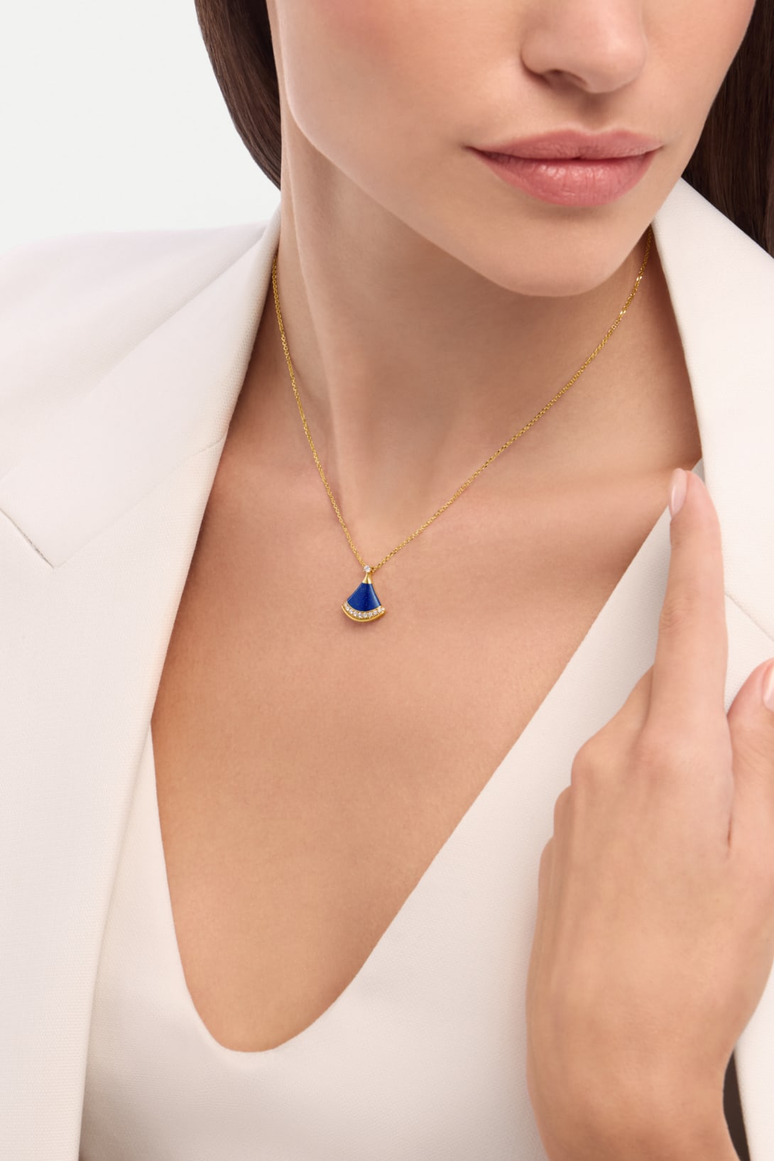 Carave Paris Diva Fan Malachite Diamond Pendant Necklace in Rose Gold