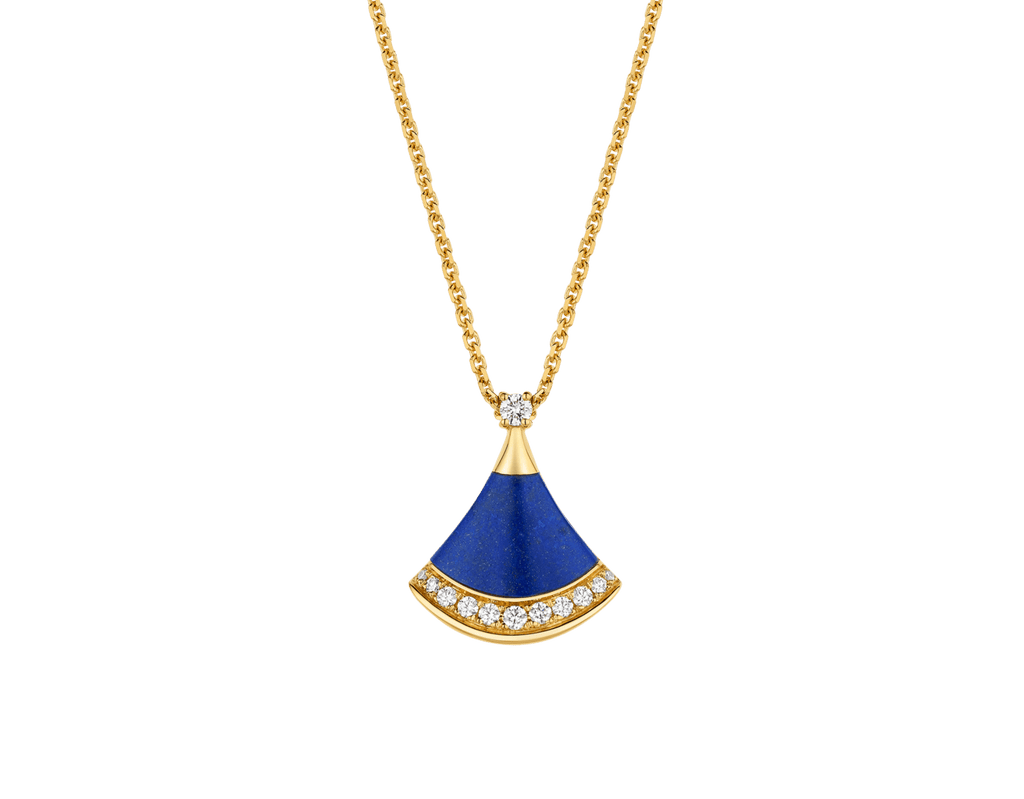 Carave Paris Diva Fan Malachite Diamond Pendant Necklace in Rose Gold