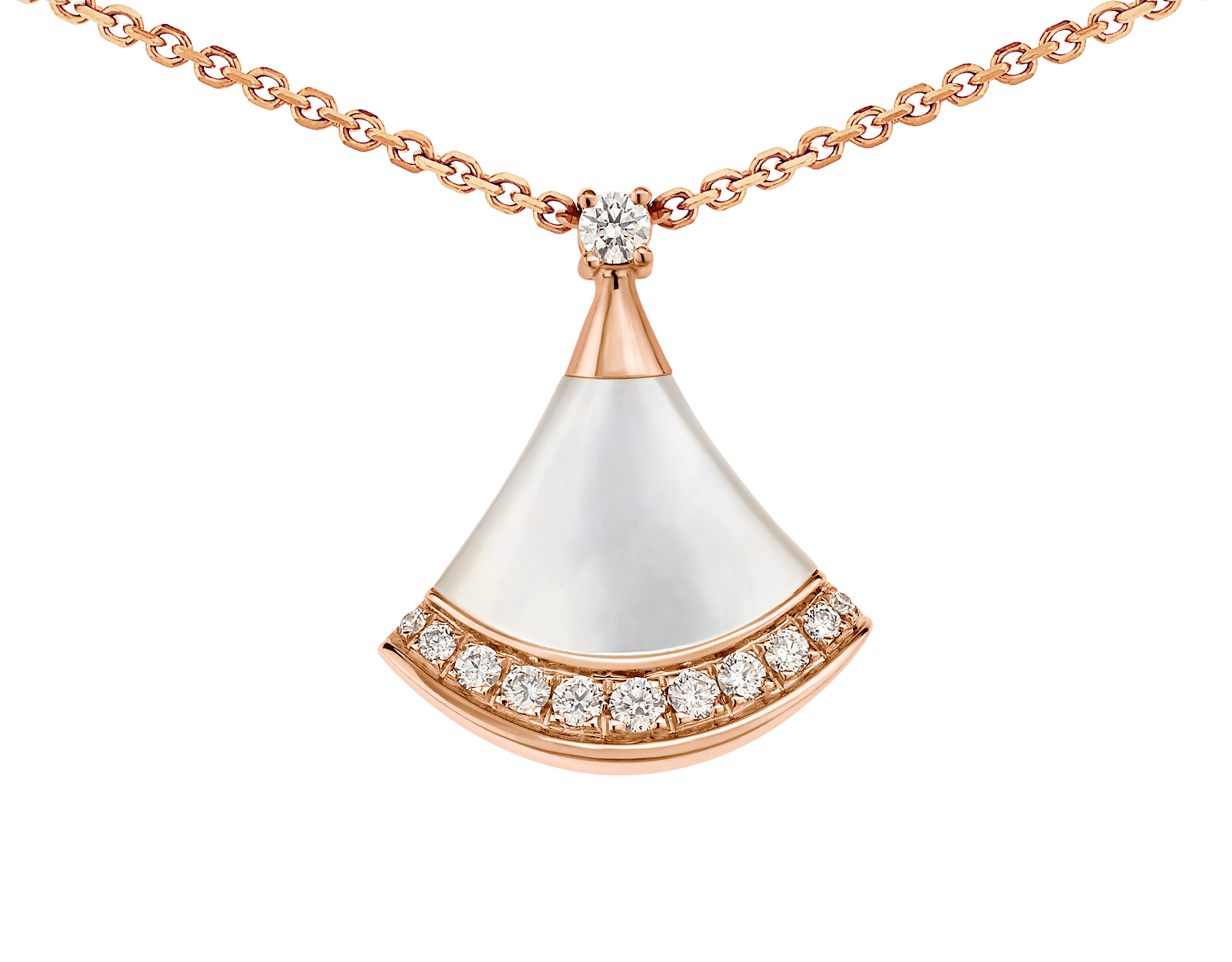 Carave Paris Diva Fan Malachite Diamond Pendant Necklace in Rose Gold