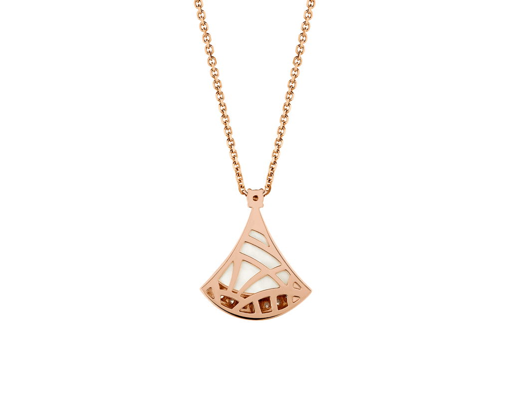 Carave Paris Diva Fan Malachite Diamond Pendant Necklace in Rose Gold