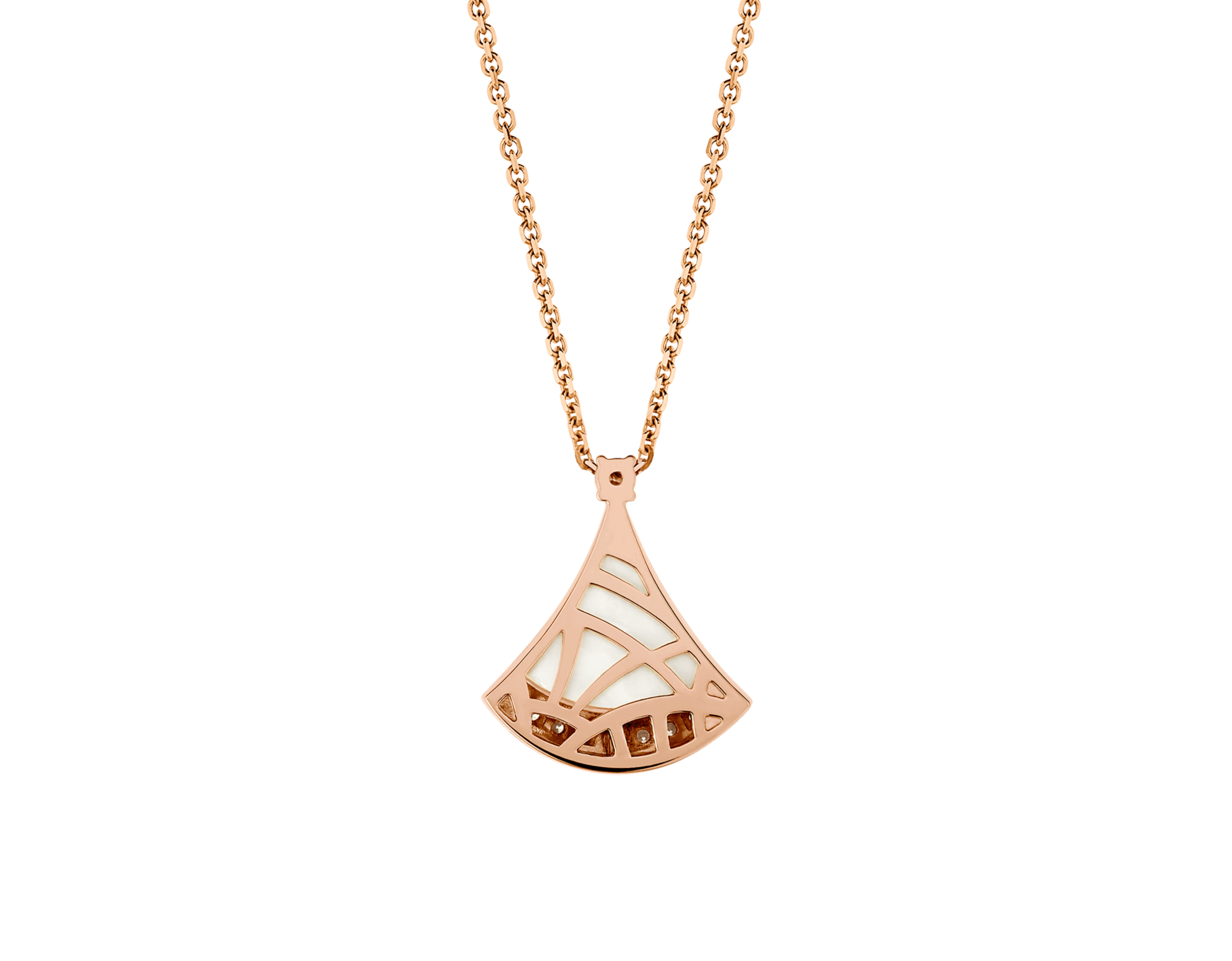 Carave Paris Diva Fan Malachite Diamond Pendant Necklace in Rose Gold