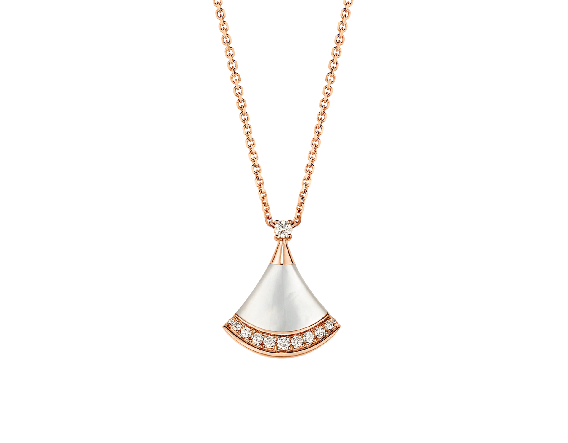 Carave Paris Diva Fan Malachite Diamond Pendant Necklace in Rose Gold