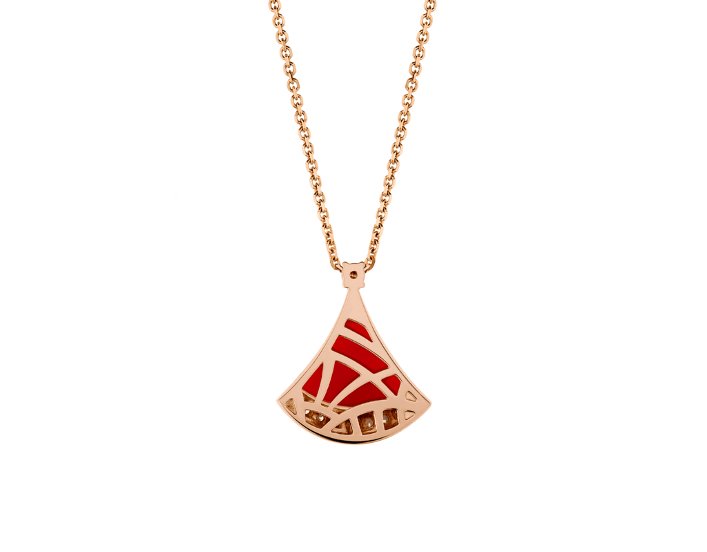 Carave Paris Diva Fan Malachite Diamond Pendant Necklace in Rose Gold