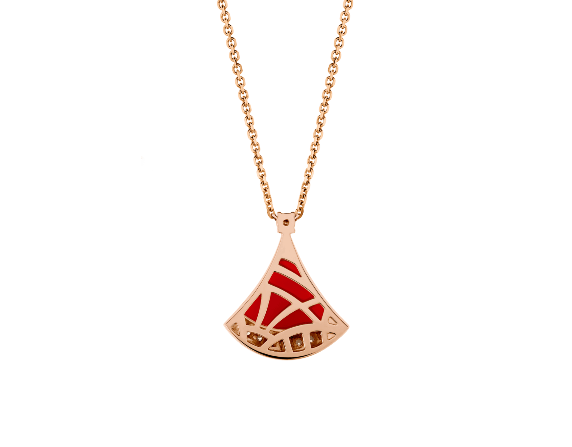 Carave Paris Diva Fan Malachite Diamond Pendant Necklace in Rose Gold