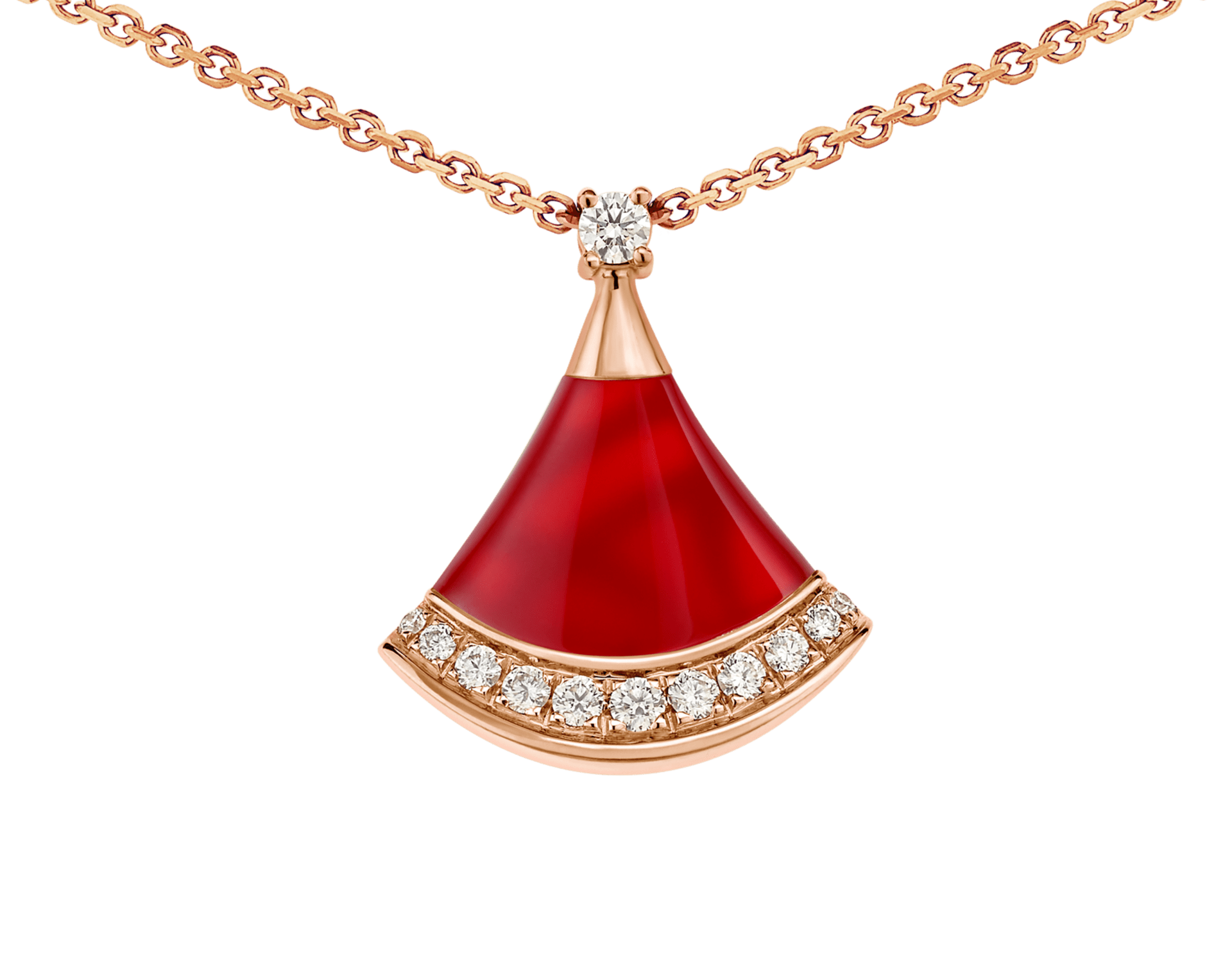 Carave Paris Diva Fan Malachite Diamond Pendant Necklace in Rose Gold