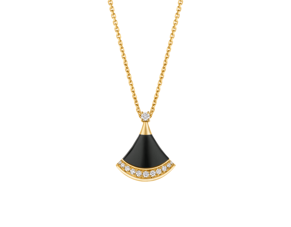 Carave Paris Diva Fan Malachite Diamond Pendant Necklace in Rose Gold