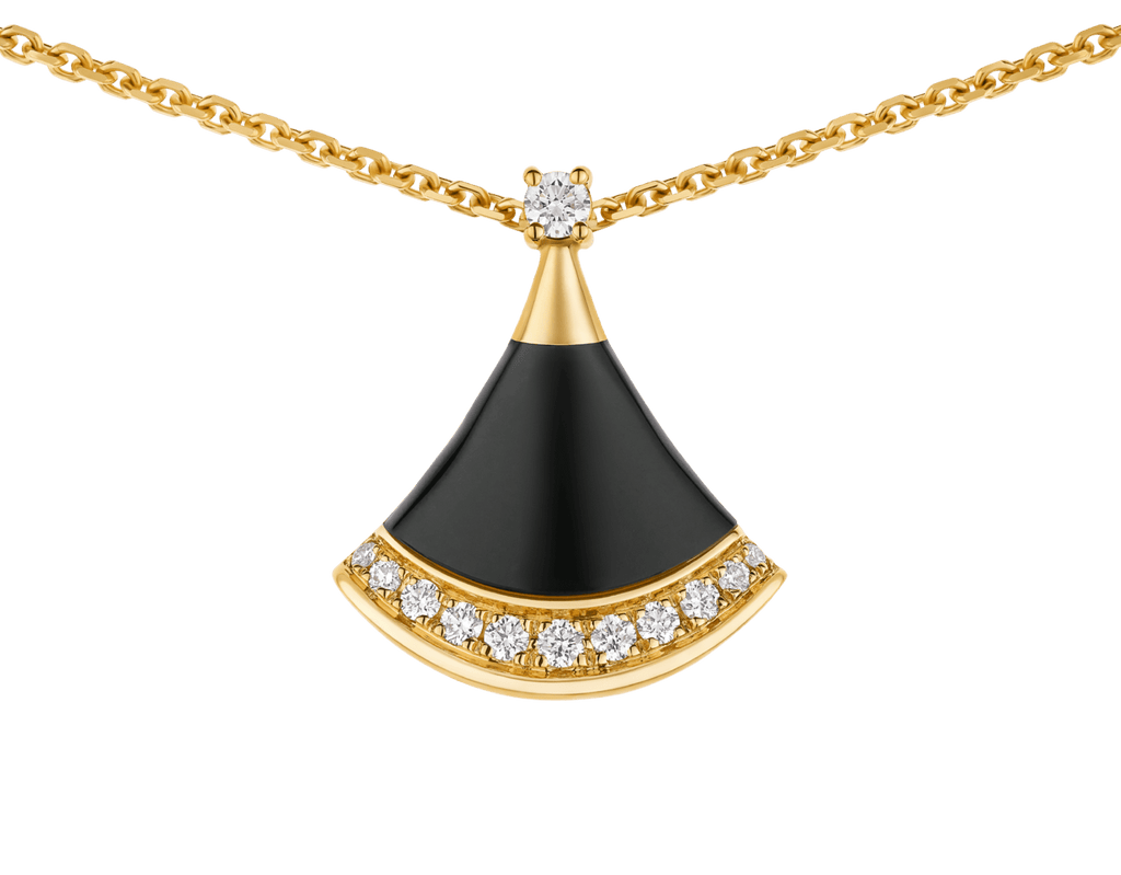 Carave Paris Diva Fan Malachite Diamond Pendant Necklace in Rose Gold