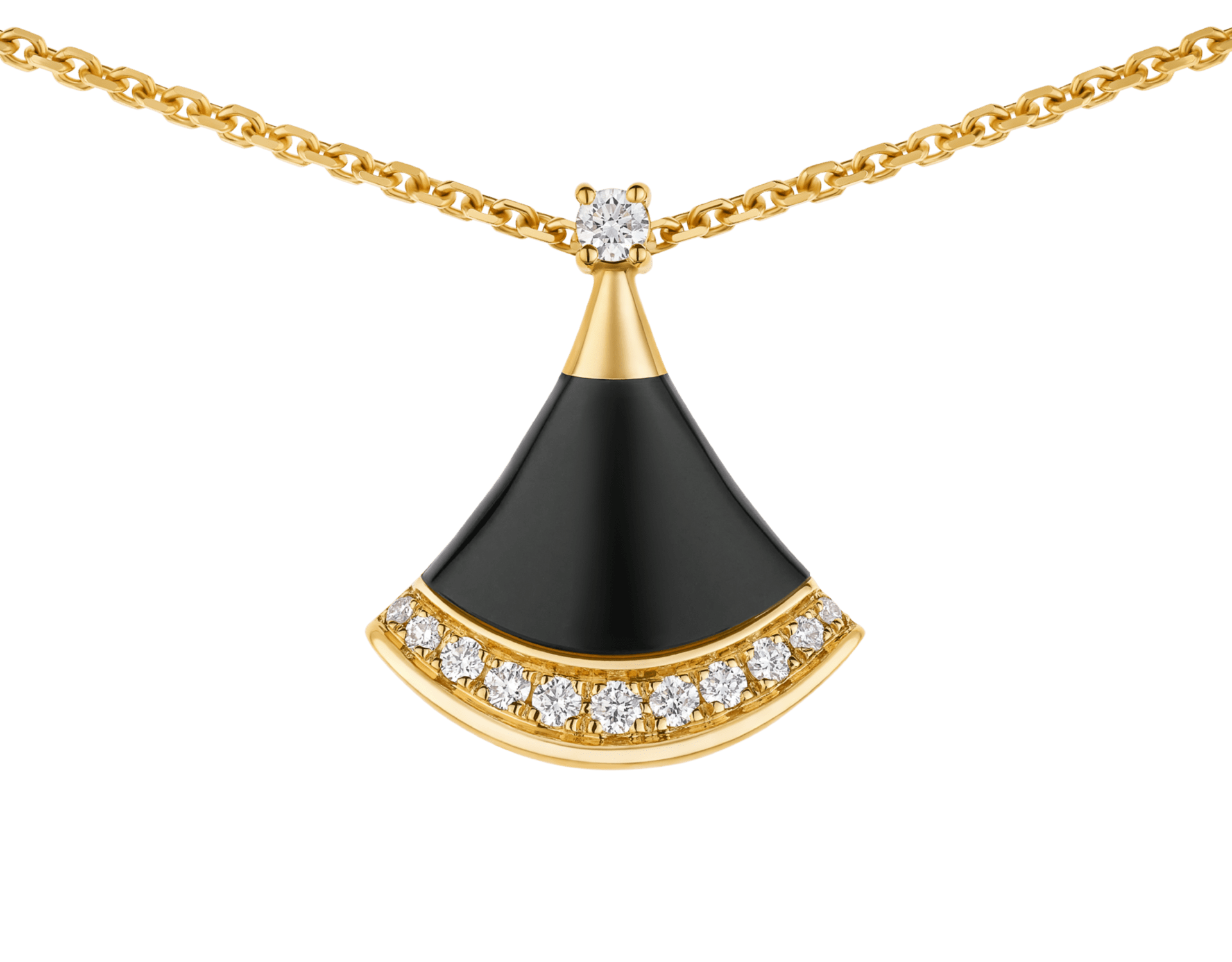 Carave Paris Diva Fan Malachite Diamond Pendant Necklace in Rose Gold