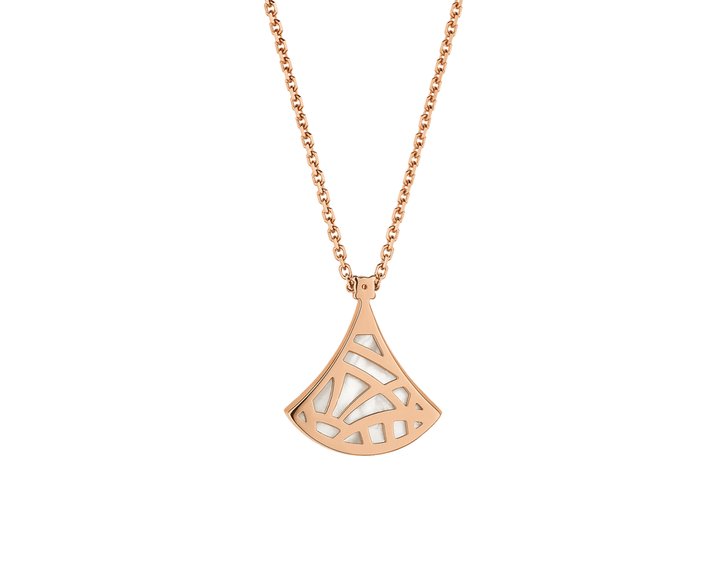 Carave Paris Diva Fan Onyx Diamond Pendant Necklace in Rose Gold
