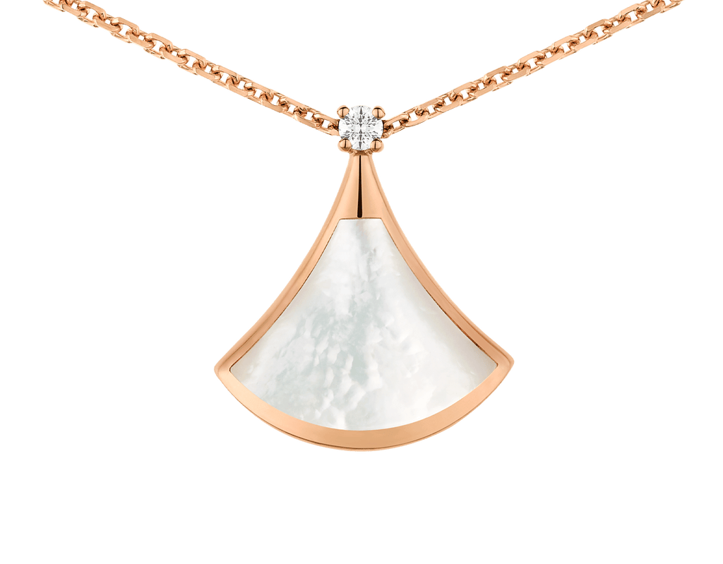 Carave Paris Diva Fan Onyx Diamond Pendant Necklace in Rose Gold