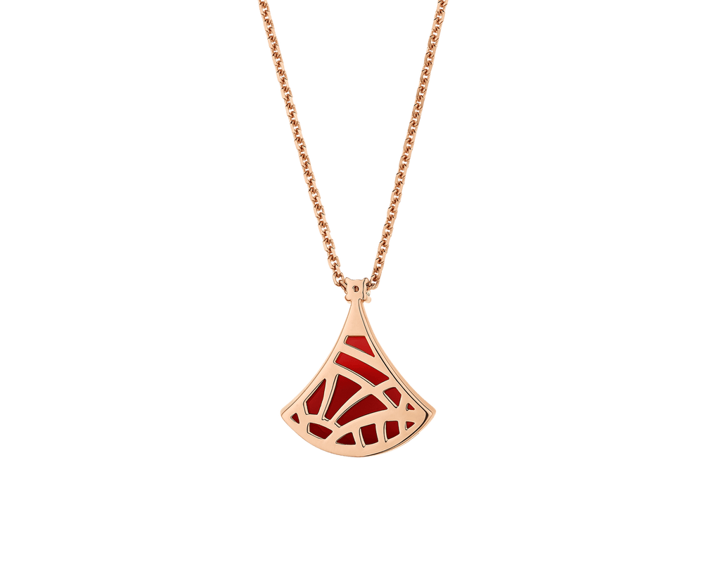 Carave Paris Diva Fan Onyx Diamond Pendant Necklace in Rose Gold