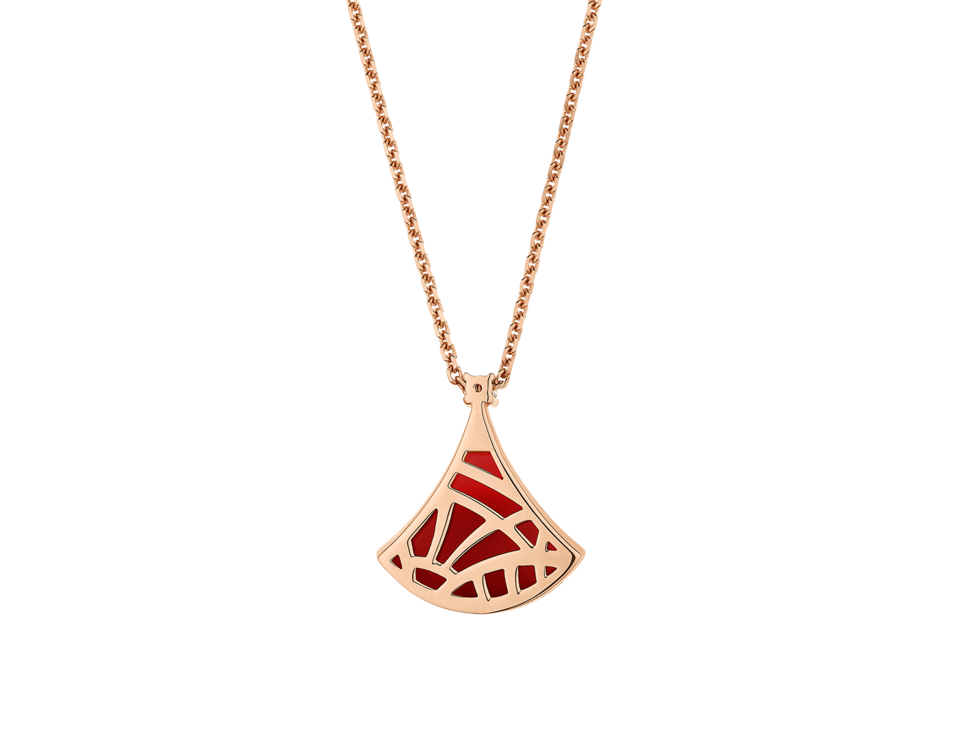 Carave Paris Diva Fan Onyx Diamond Pendant Necklace in Rose Gold