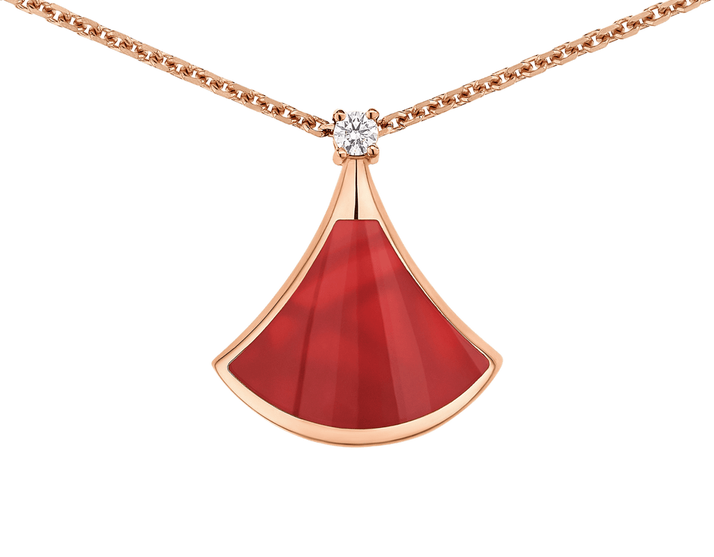 Carave Paris Diva Fan Onyx Diamond Pendant Necklace in Rose Gold