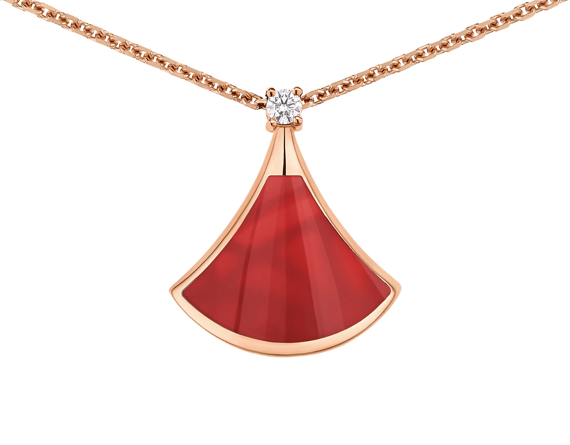 Carave Paris Diva Fan Onyx Diamond Pendant Necklace in Rose Gold