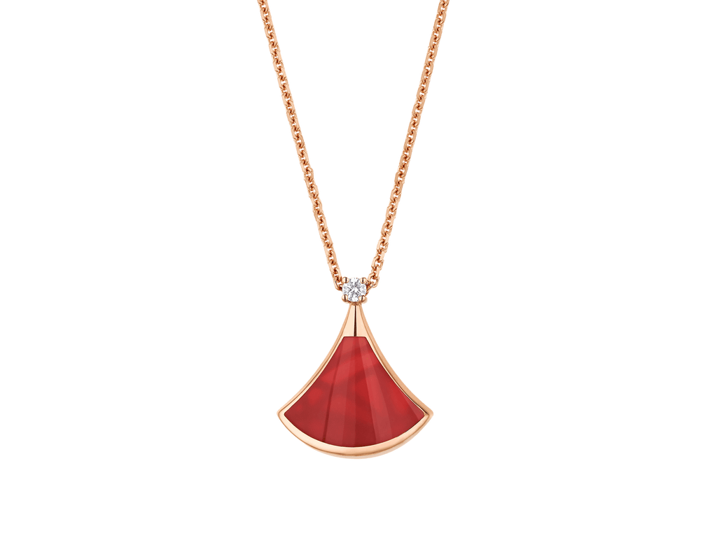 Carave Paris Diva Fan Onyx Diamond Pendant Necklace in Rose Gold