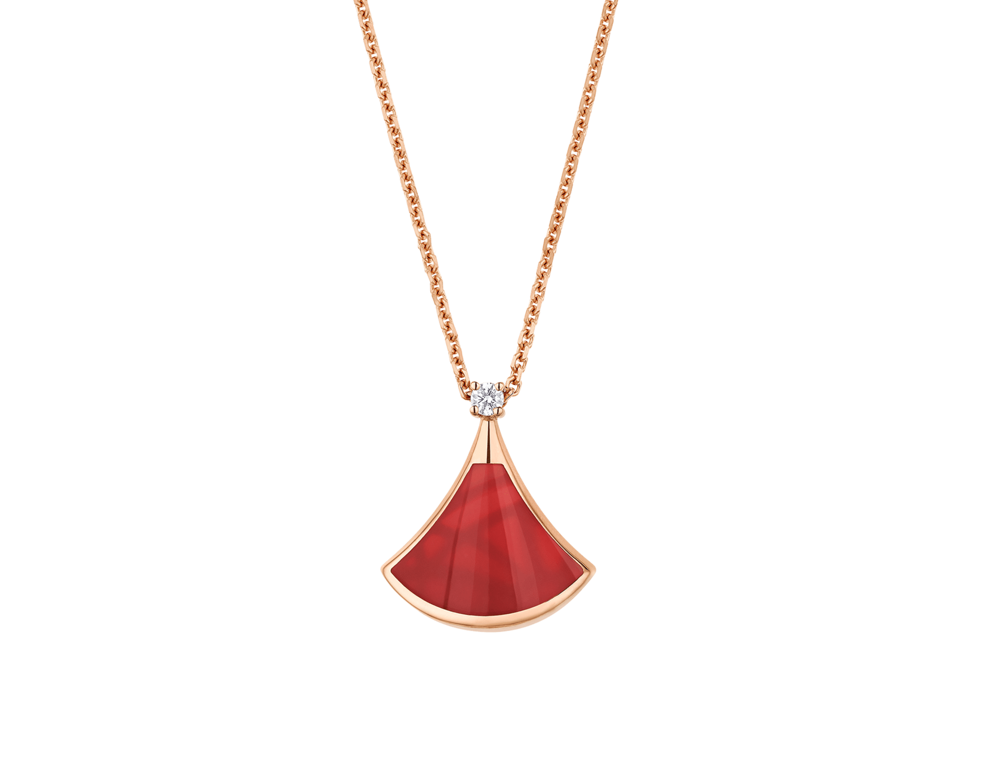 Carave Paris Diva Fan Onyx Diamond Pendant Necklace in Rose Gold