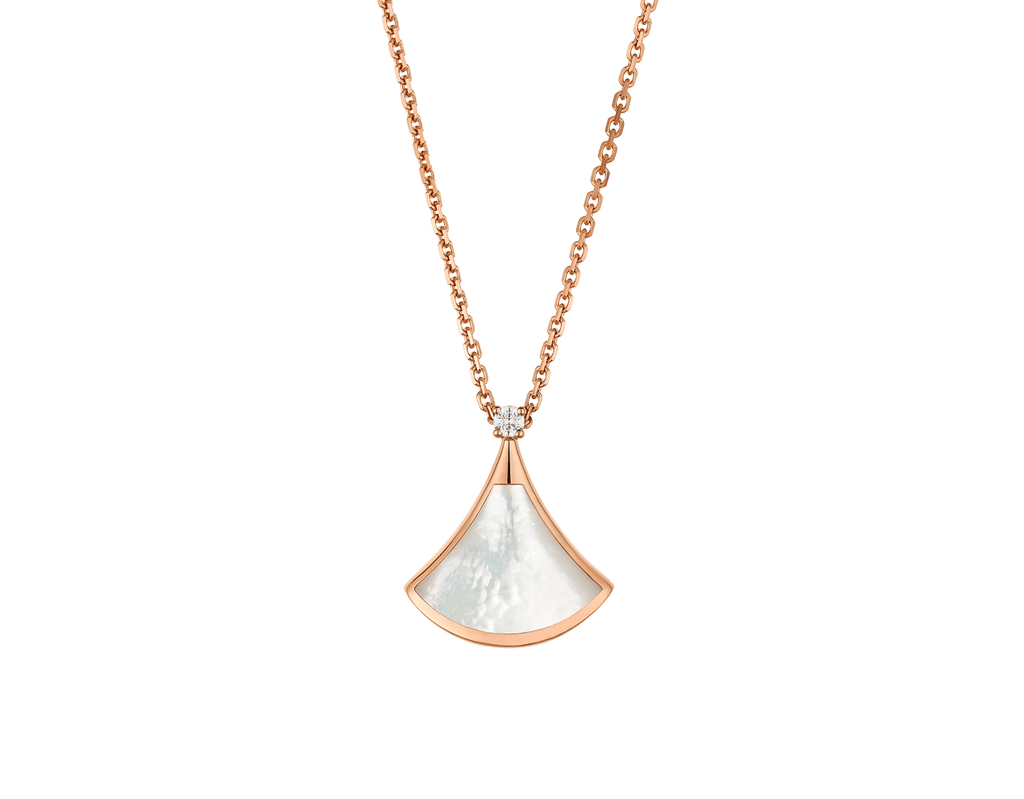 Carave Paris Diva Fan Onyx Diamond Pendant Necklace in Rose Gold