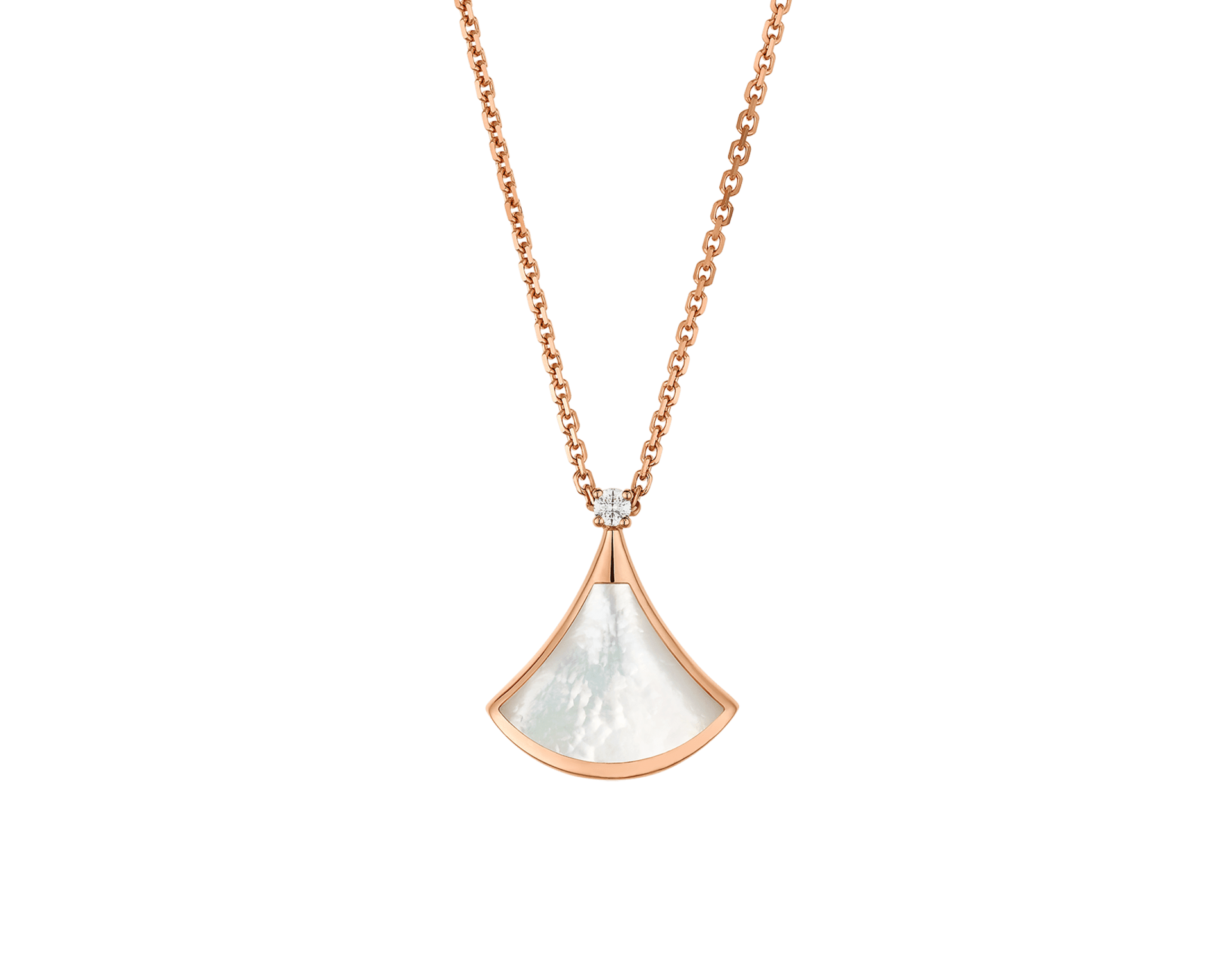 Carave Paris Diva Fan Onyx Diamond Pendant Necklace in Rose Gold
