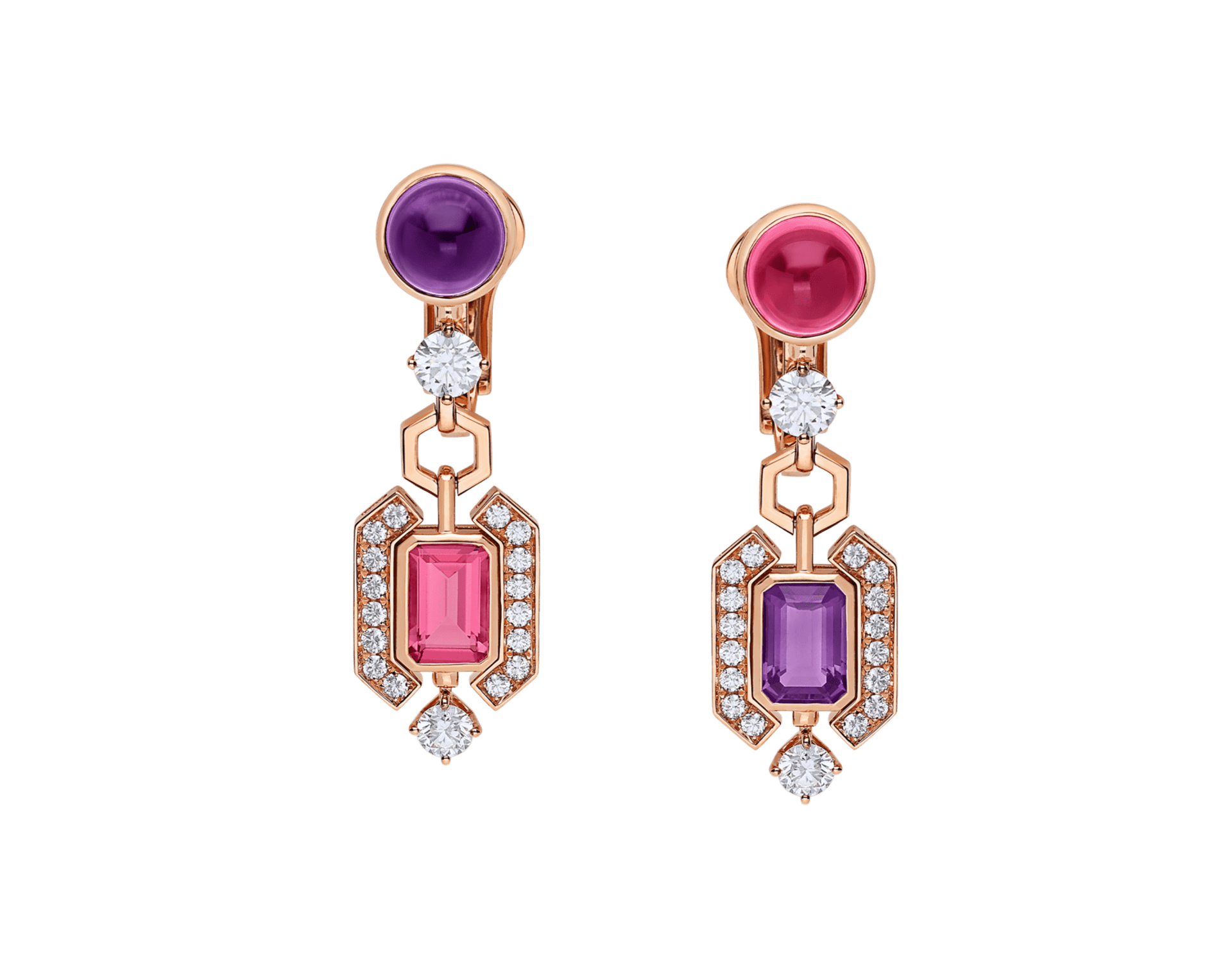 Carave Paris Diva Gemstone Diamond Drop Earrings in Rose Gold
