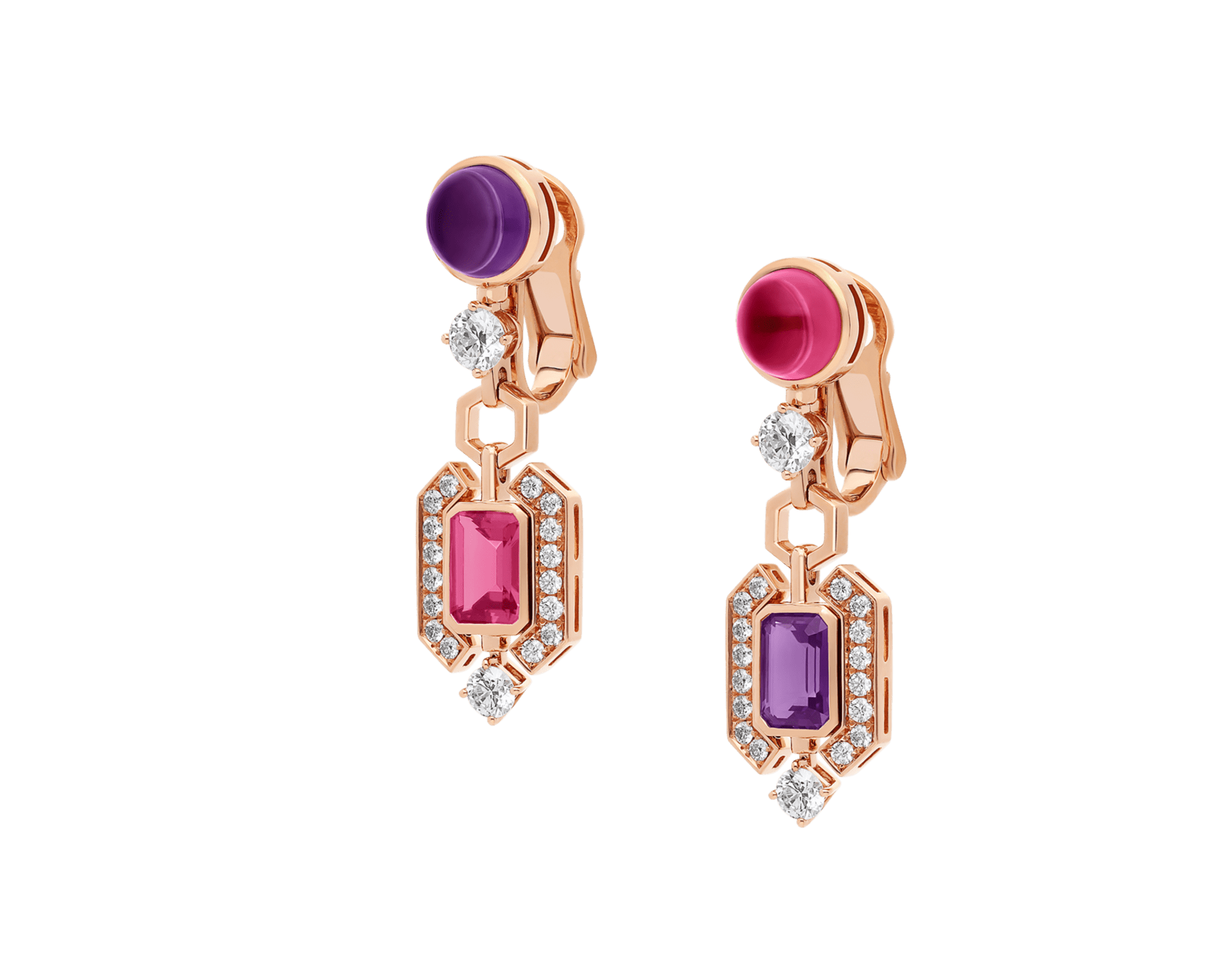 Carave Paris Diva Gemstone Diamond Drop Earrings in Rose Gold