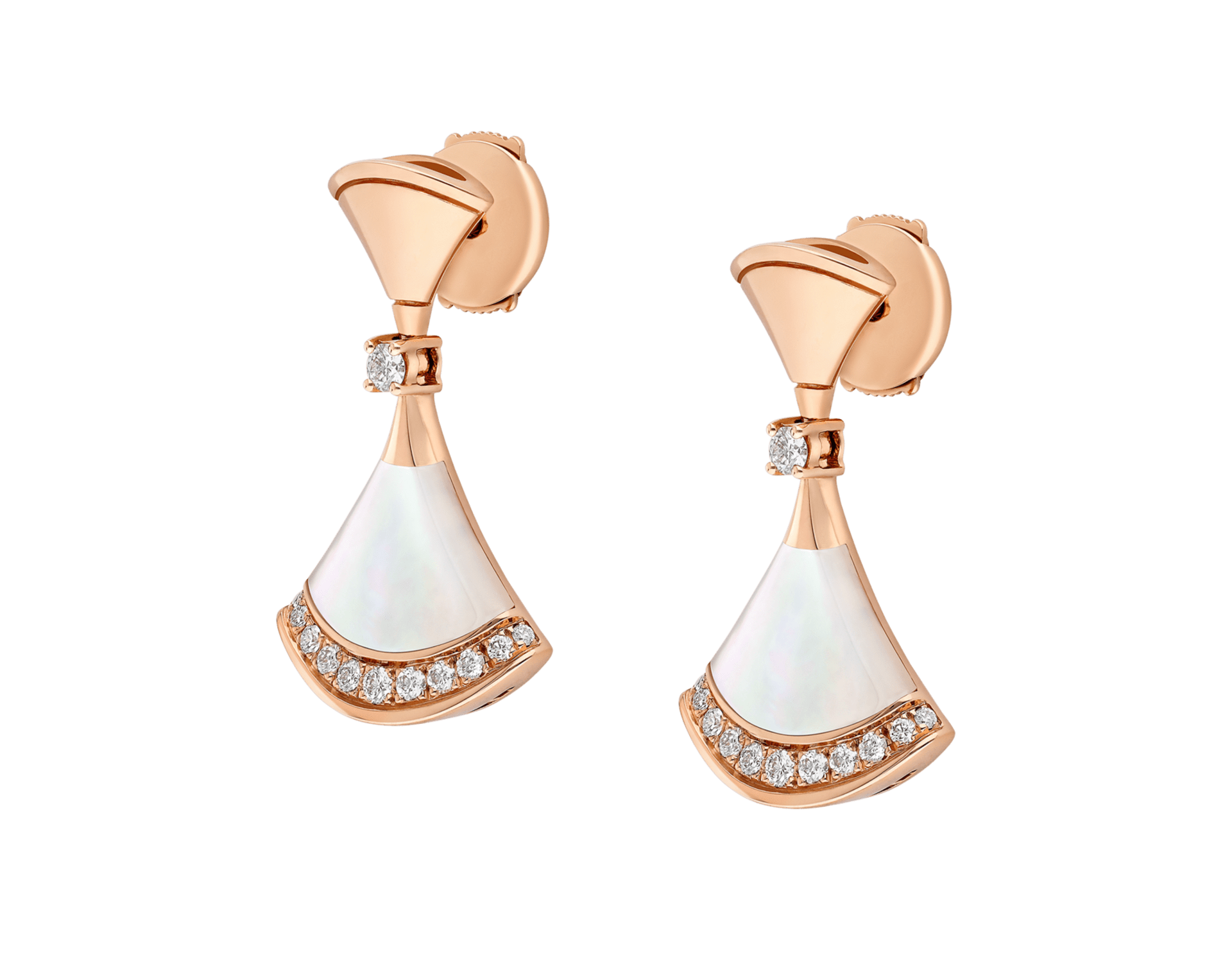 Carave Paris Diva Mother of Pearl Diamond Drop Earrings in Rose Gold