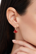 Carave Paris Diva Red Agate & Diamond Drop Earrings in Rose Gold