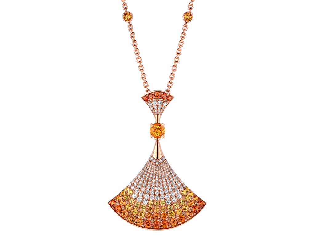 Carave Paris Diva Sunburst Sapphire & Diamond Pendant Necklace in Rose Gold